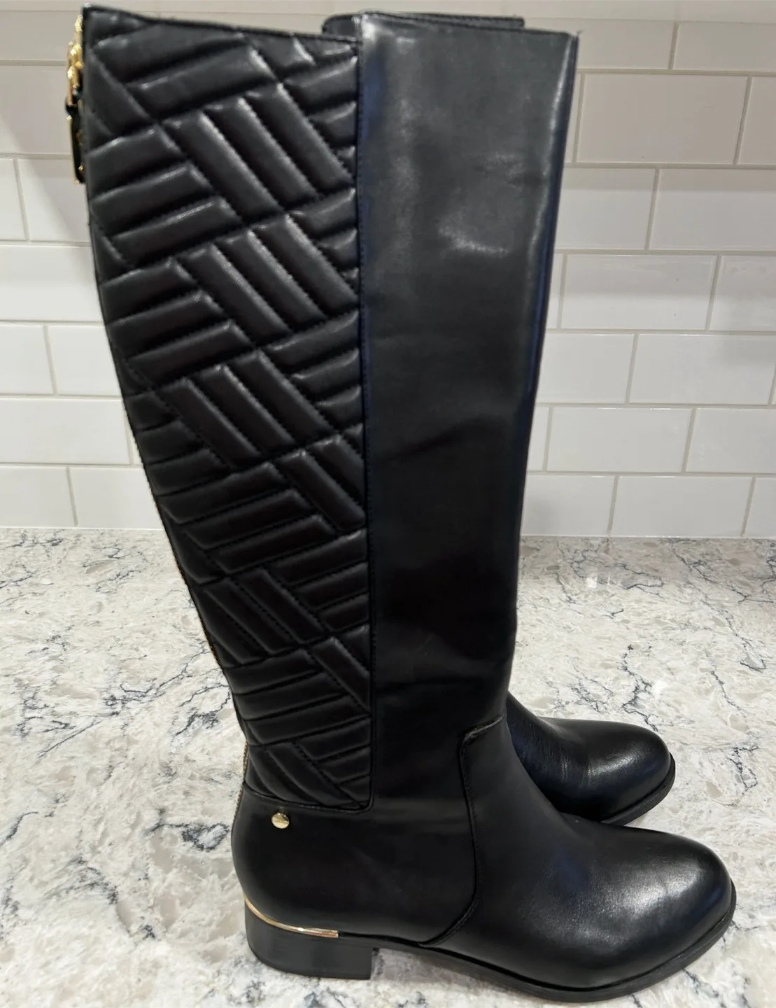 Calvin Klein Tall Rise Riding Style Zip Up Women’s Black Boots image indicator(2)