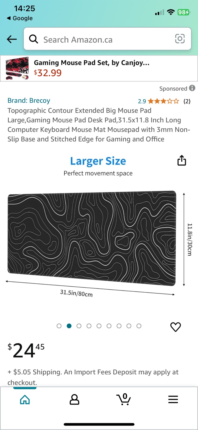 Brecoy Topographic Contour Extended Mouse Pad - photo 2