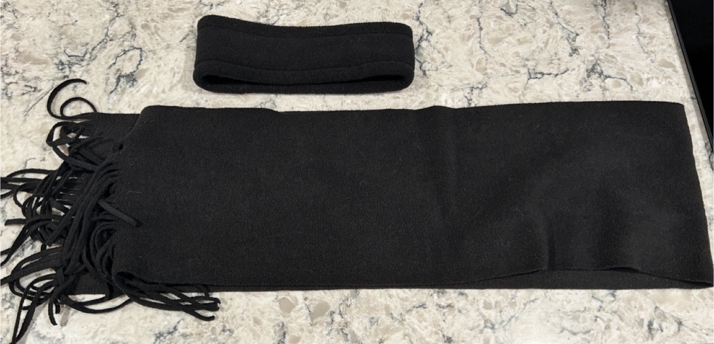 Women’s/Mens Black Fleece Head Warmer and Scarf Set