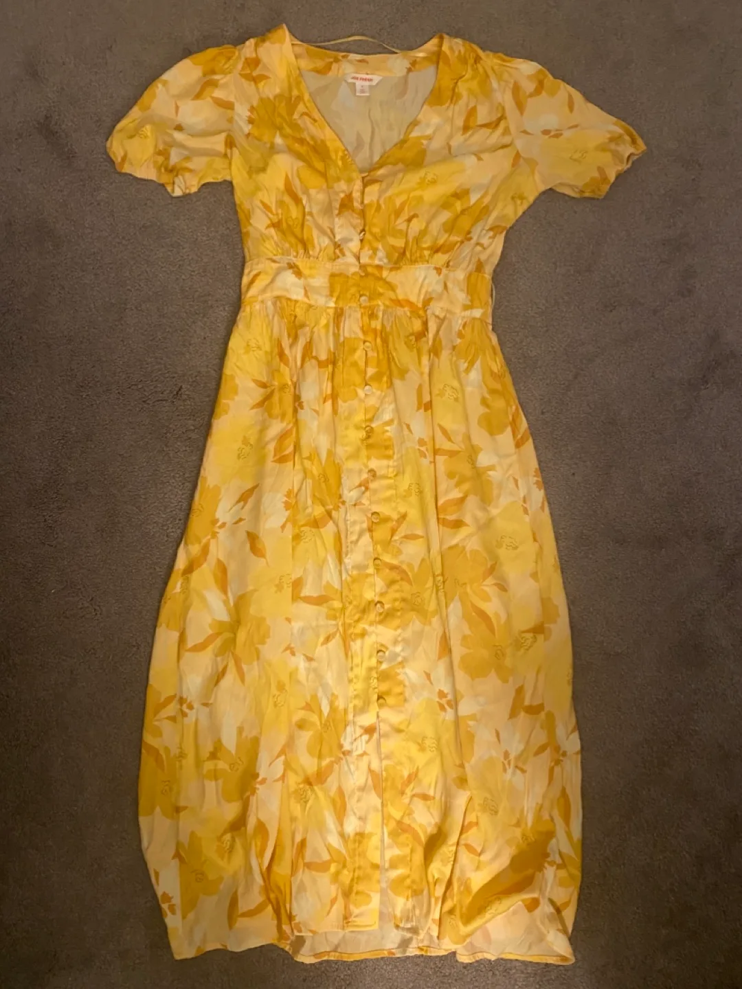 Joe Fresh Yellow Floral Dress - Size 0 thumbnail