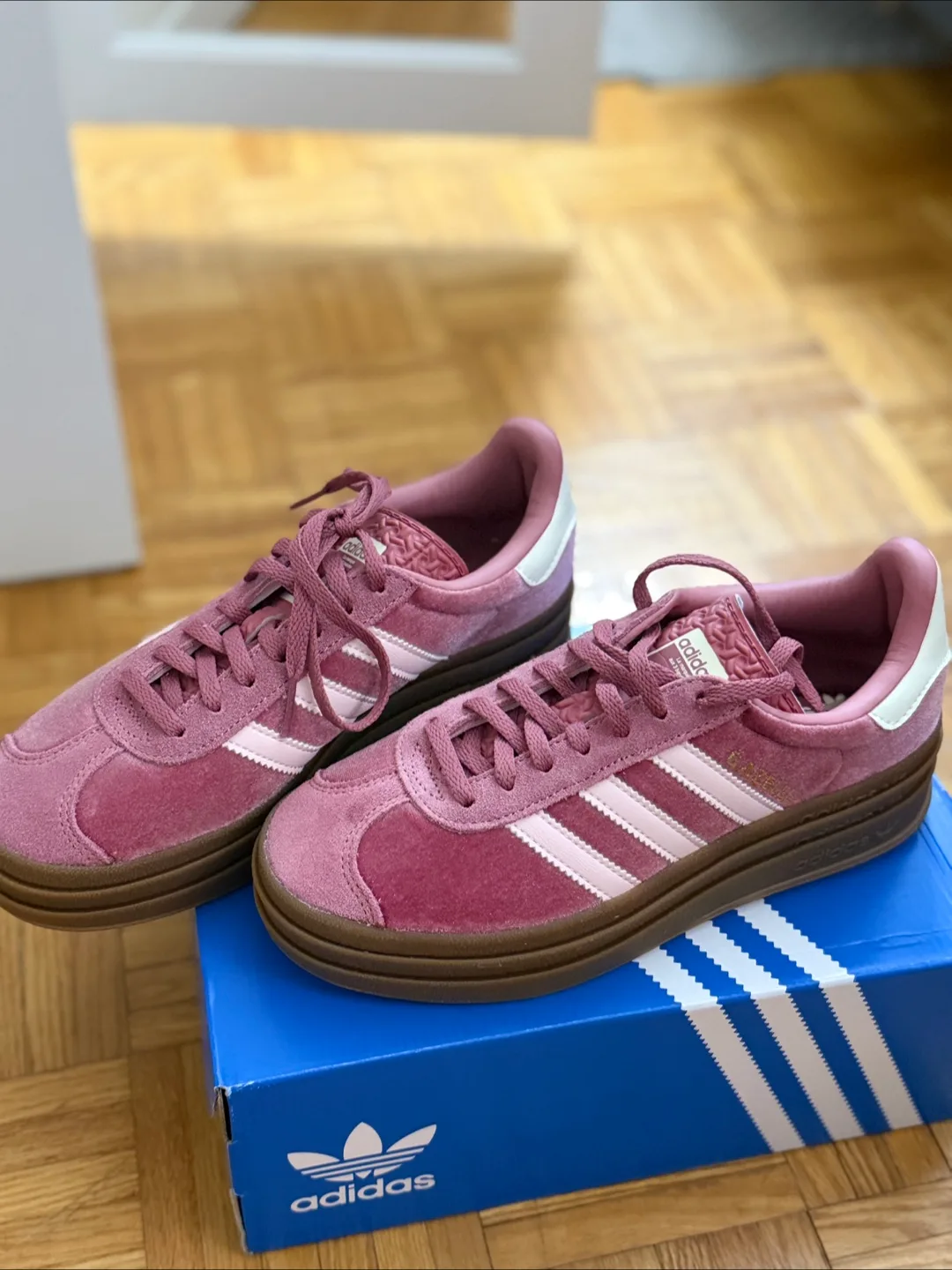Adidas Gazelle Bold Pink Velvet Shoes thumbnail