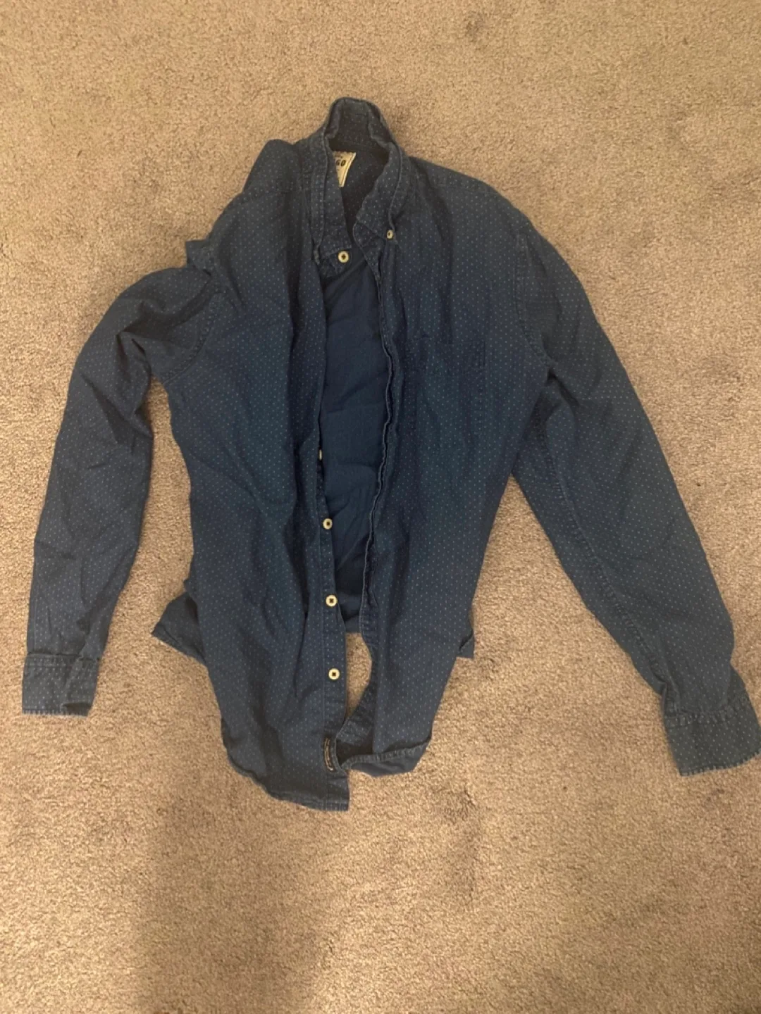 American Eagle Indigo Button-Up Shirt, S thumbnail