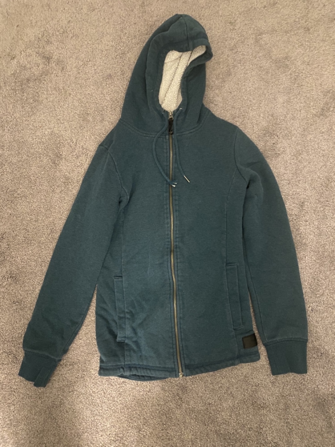 Teal Sherpa-Lined Hoodie