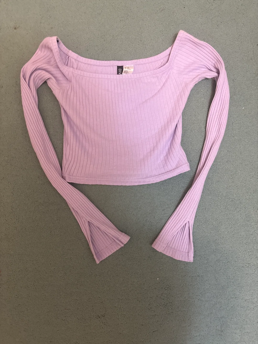 H&M XS Lavender Ribbed Long Sleeve Top thumbnail