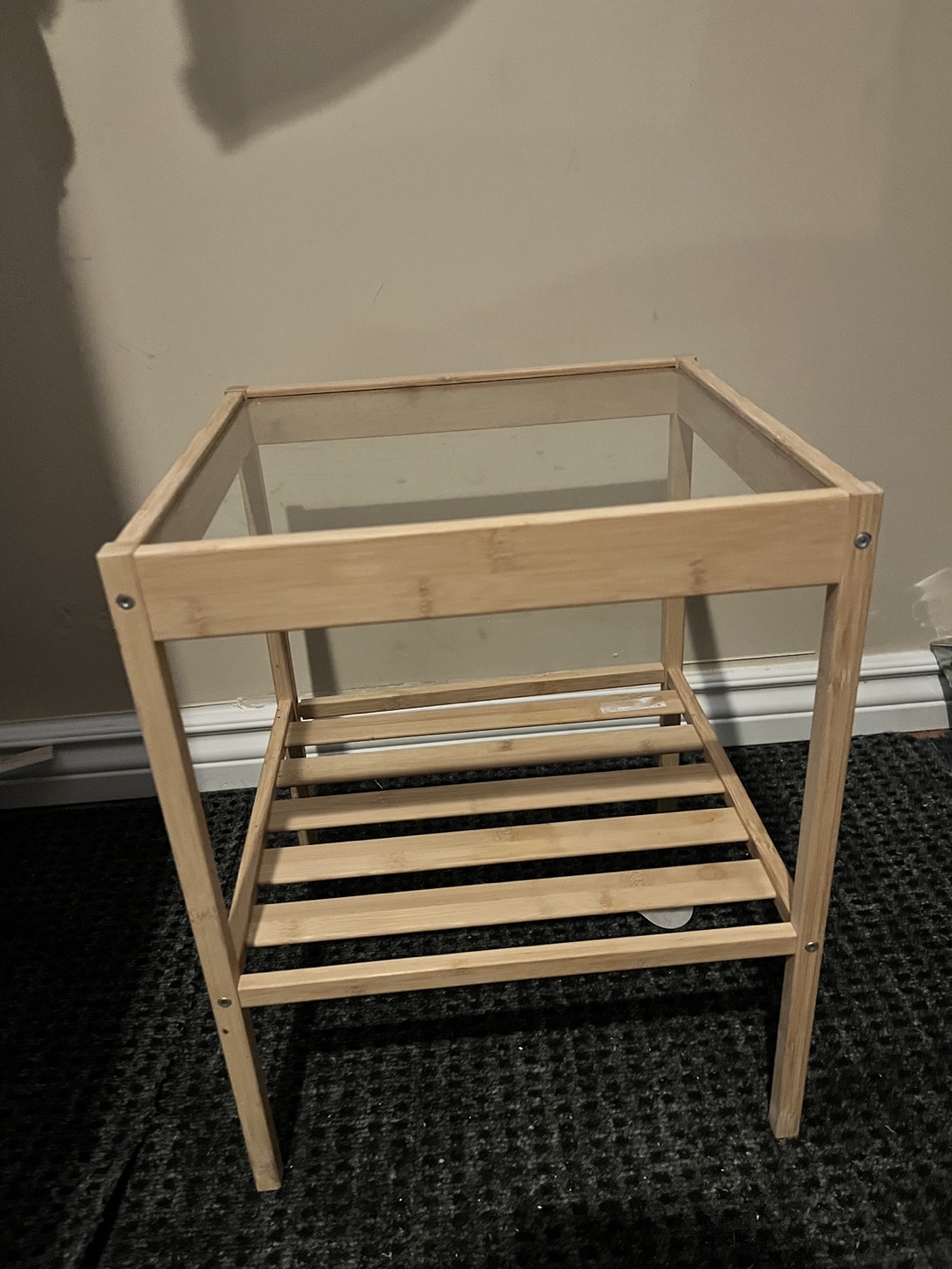 Bamboo Side Table with Glass Top - photo 3
