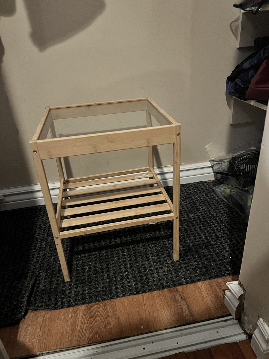 Bamboo Side Table with Glass Top