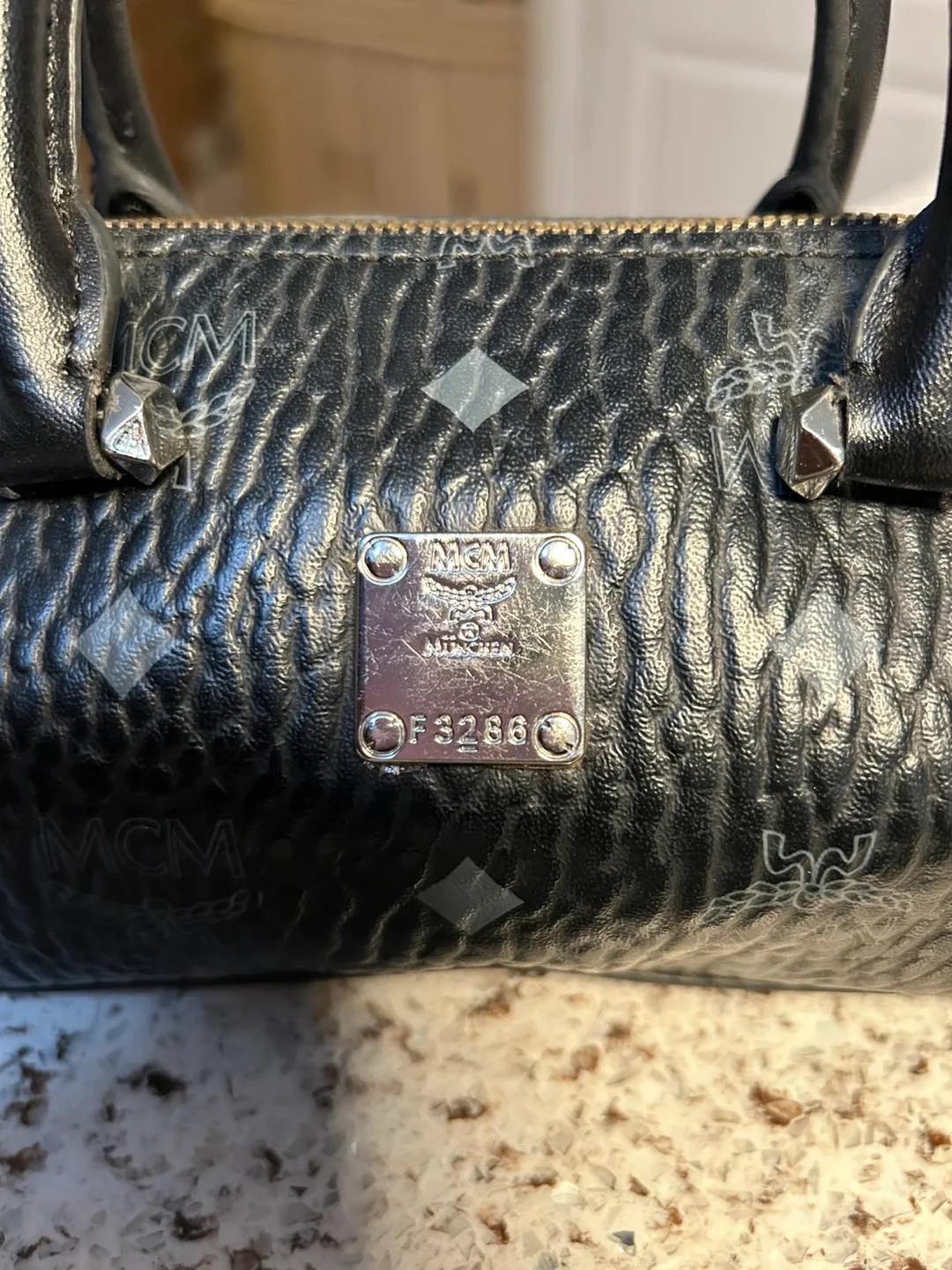 MCM Black Leather Mini Boston Bag thumbnail