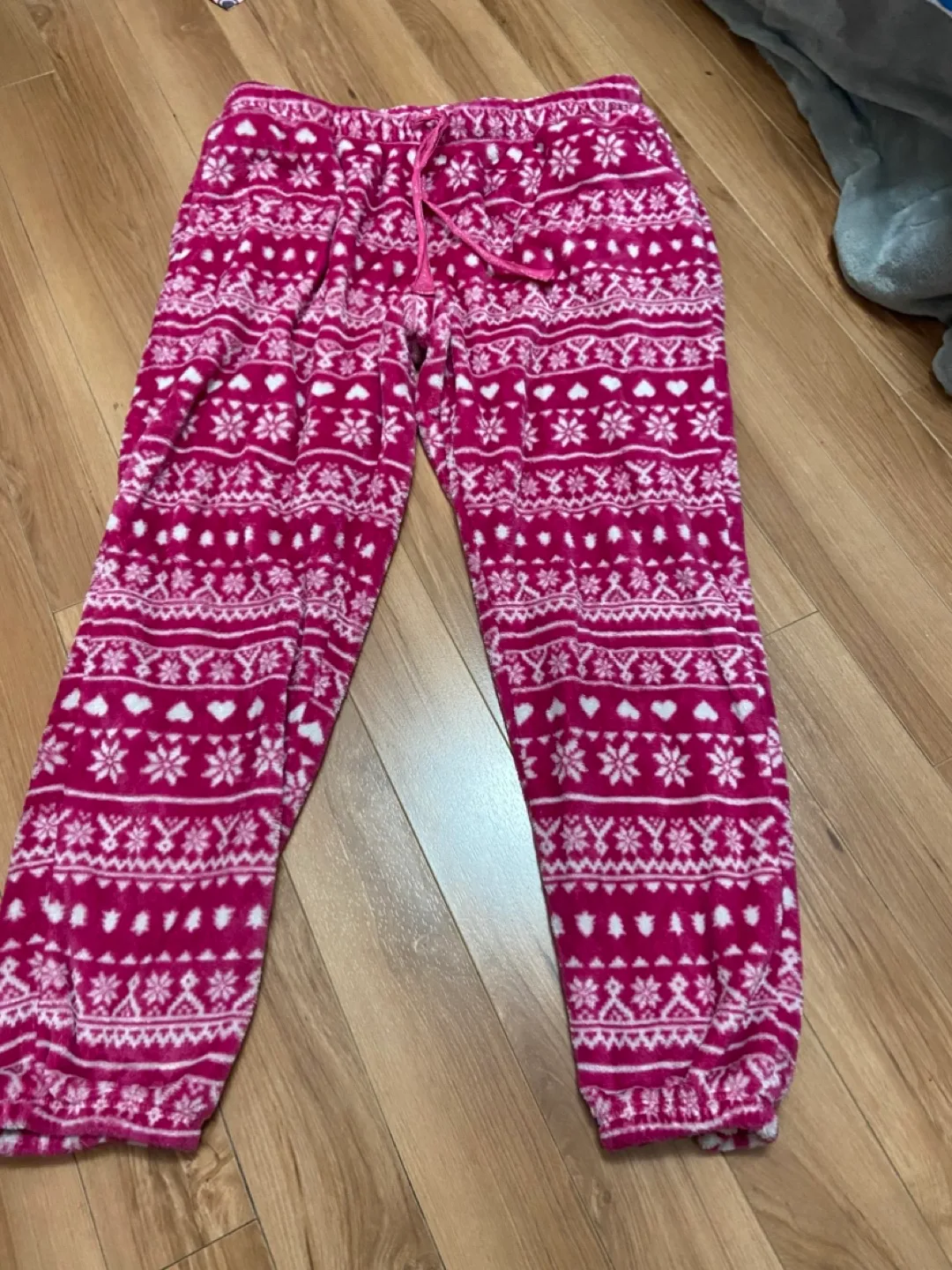 Pink Fleece Pajama Pants - Size Large thumbnail