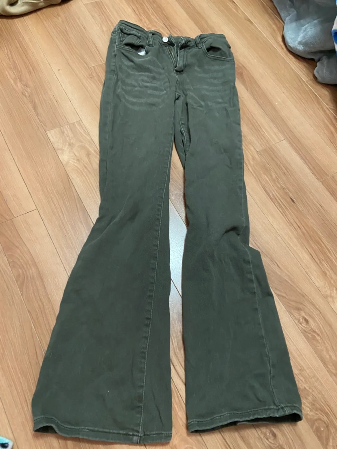 Olive Green Flare Jeans - Size medium thumbnail