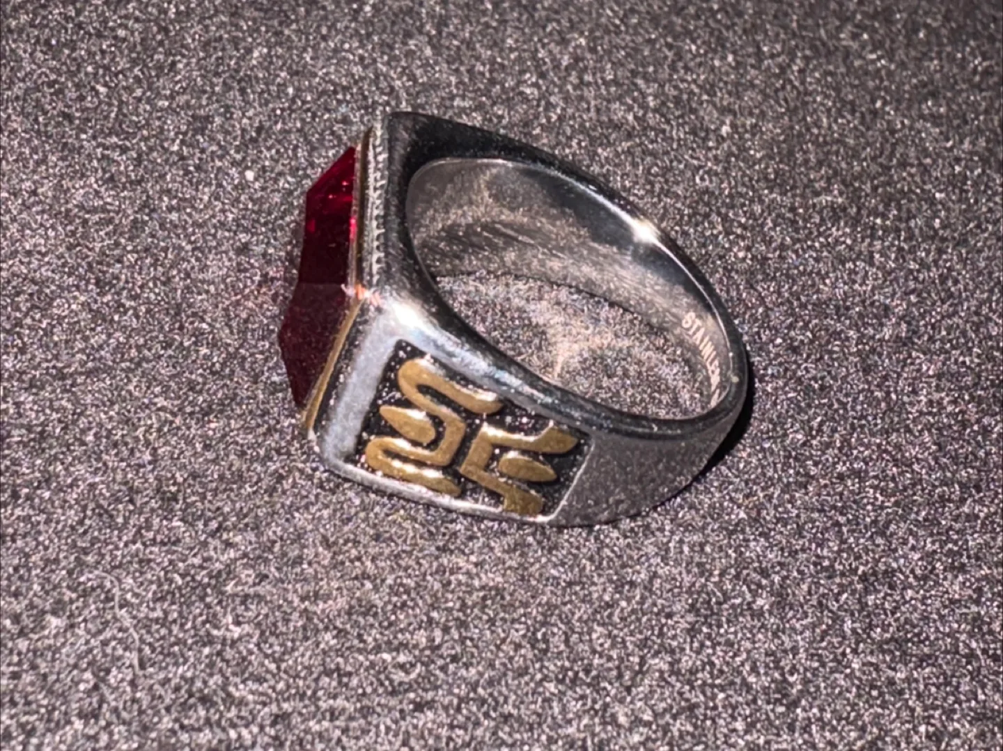 Stainless Steel Ring with Red Stone image indicator(3)