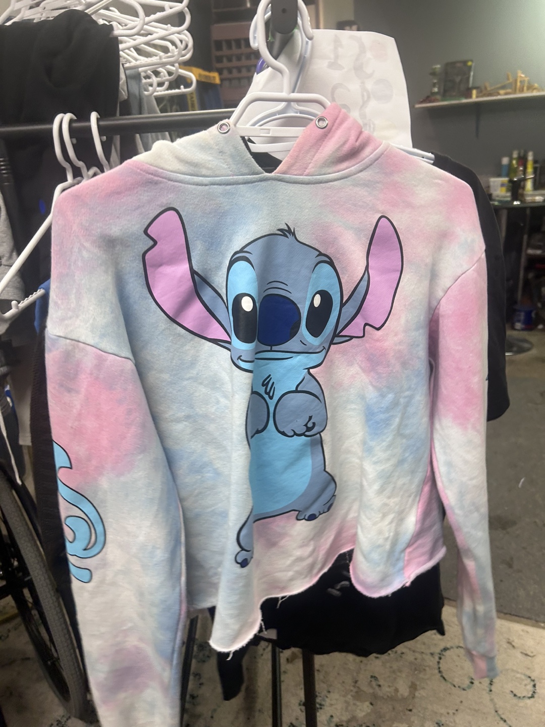 Disney Stitch Tie Dye cropped Hoodie - Size MD