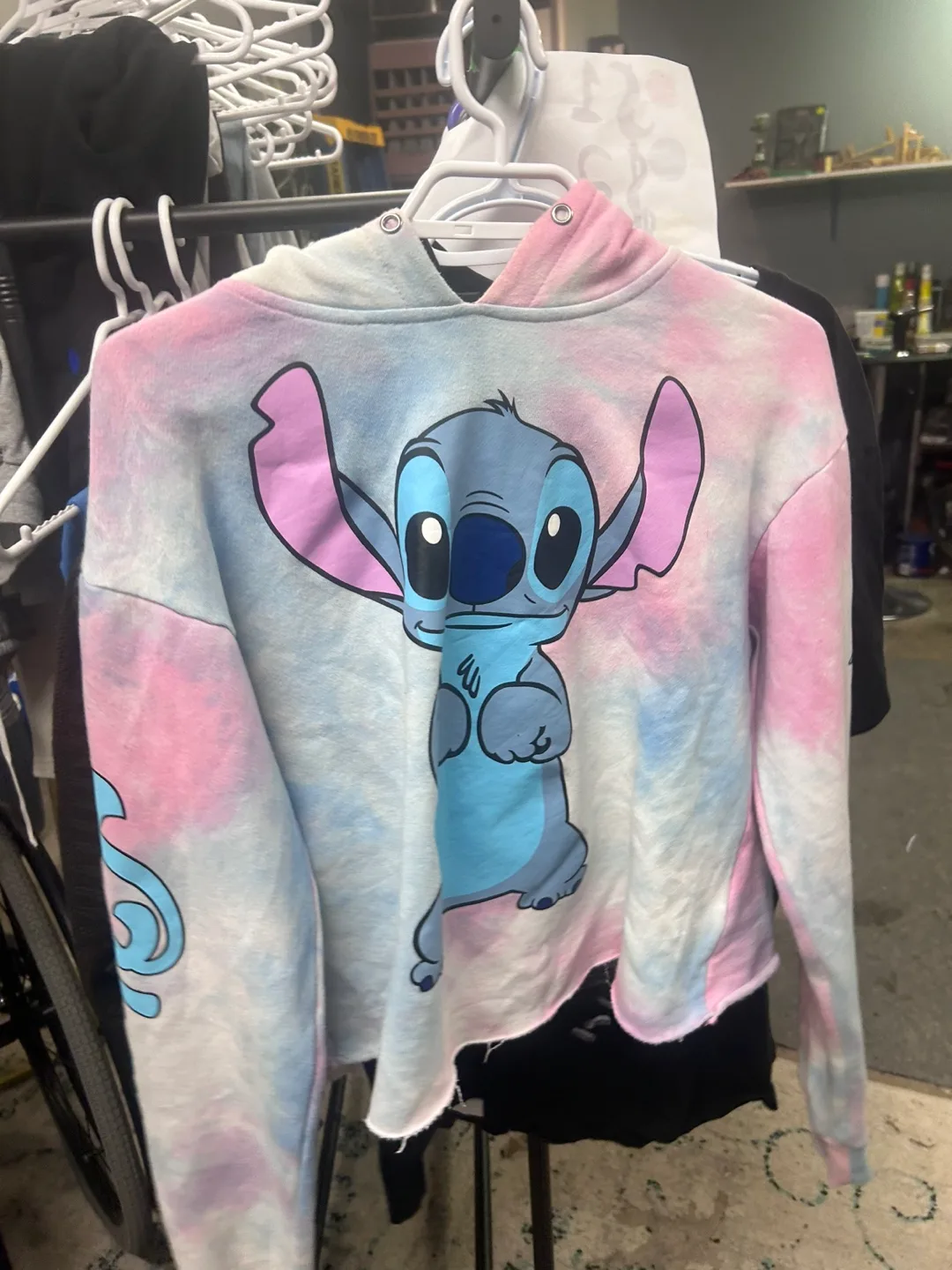 Disney Stitch Tie Dye cropped Hoodie - Size MD thumbnail