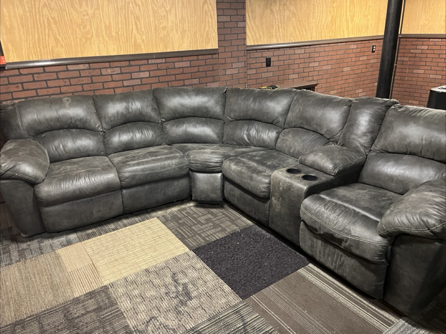 Gray Sectional Sofa with Reclining Seats