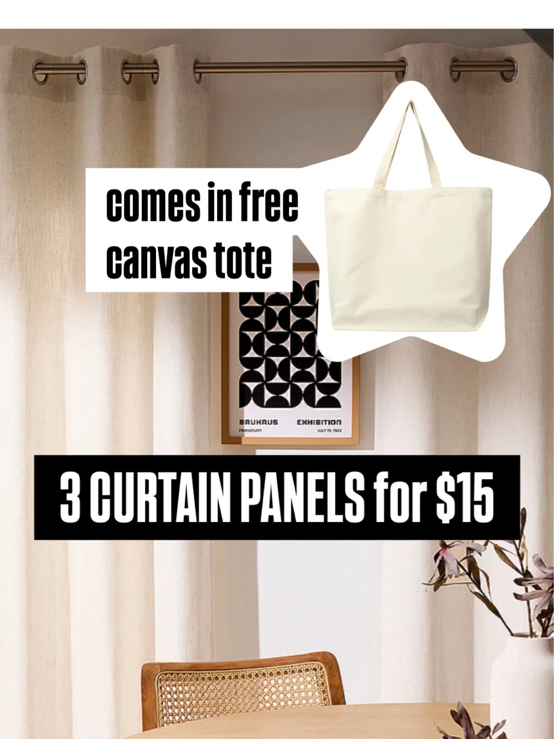 Linen Curtain Panels + Canvas Tote thumbnail
