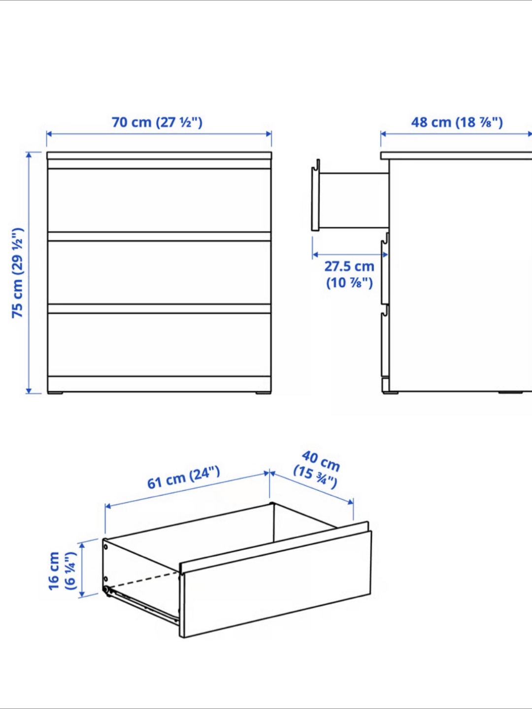 IKEA STORKLINTA 3-Drawer Chest - White - photo 5
