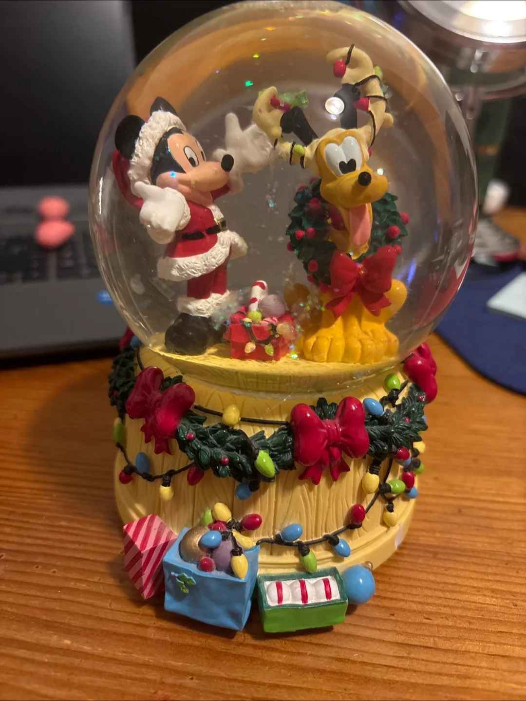 Disney Mickey & Pluto Christmas Snow Globe thumbnail