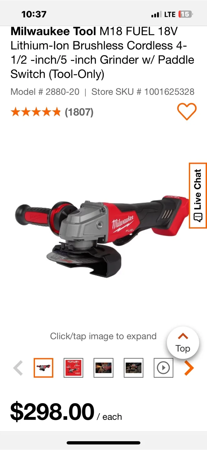 Milwaukee M18 FUEL 18V 4-1/2" Grinder (Tool Only) thumbnail