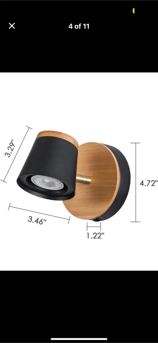 BRAND NEW Wall Mounted Bedside Lamp - Matte Black & Bamboo🧡 image indicator(3)