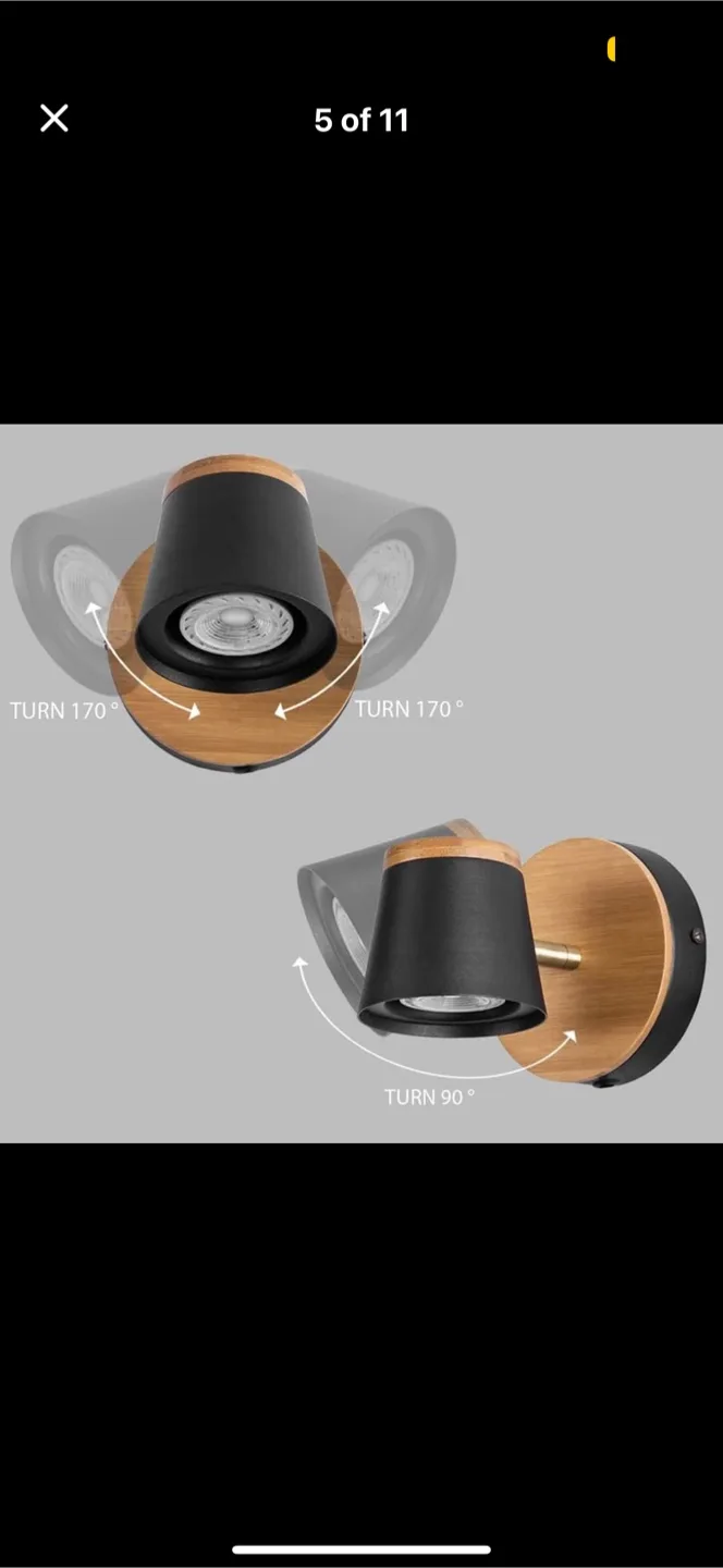 BRAND NEW Wall Mounted Bedside Lamp - Matte Black & Bamboo🧡 image indicator(4)