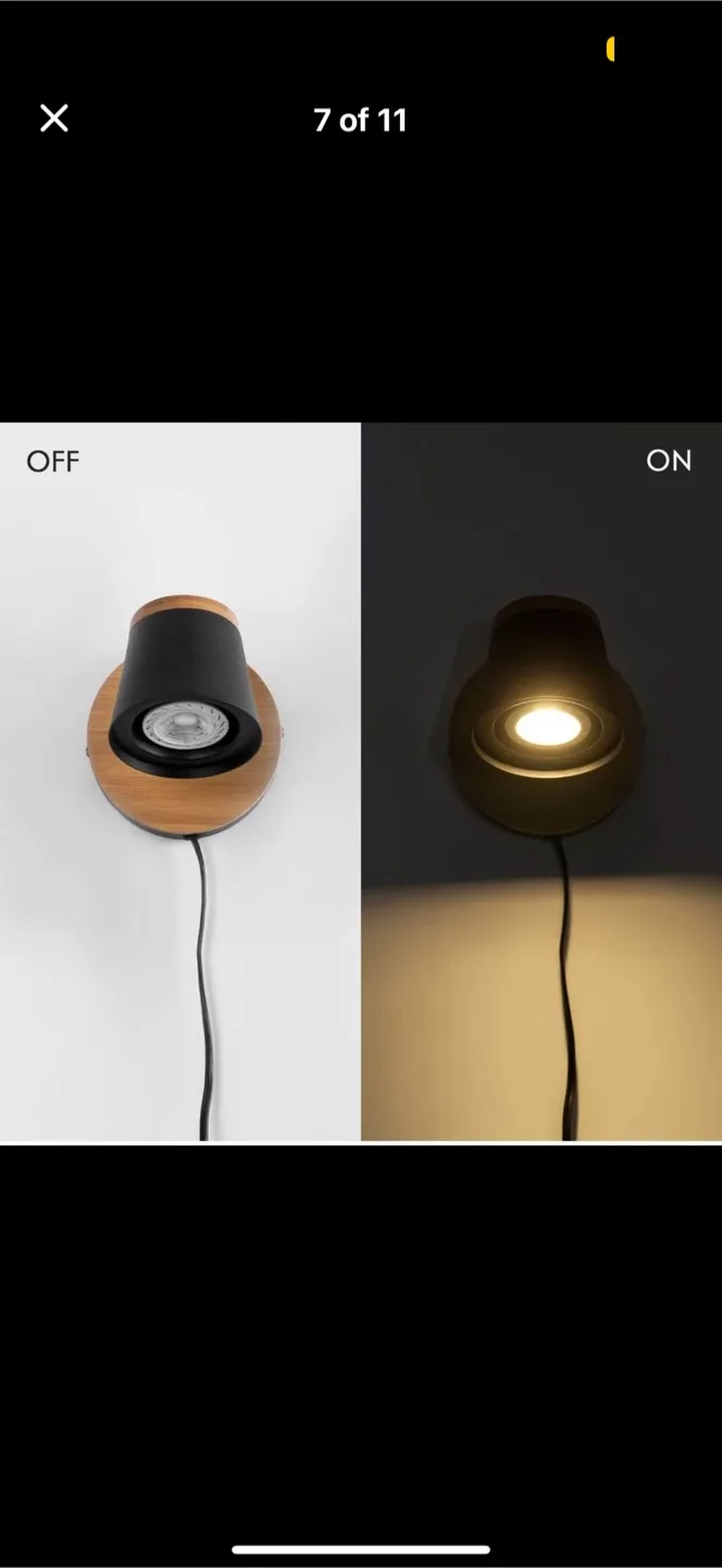 BRAND NEW Wall Mounted Bedside Lamp - Matte Black & Bamboo🧡 image indicator(6)