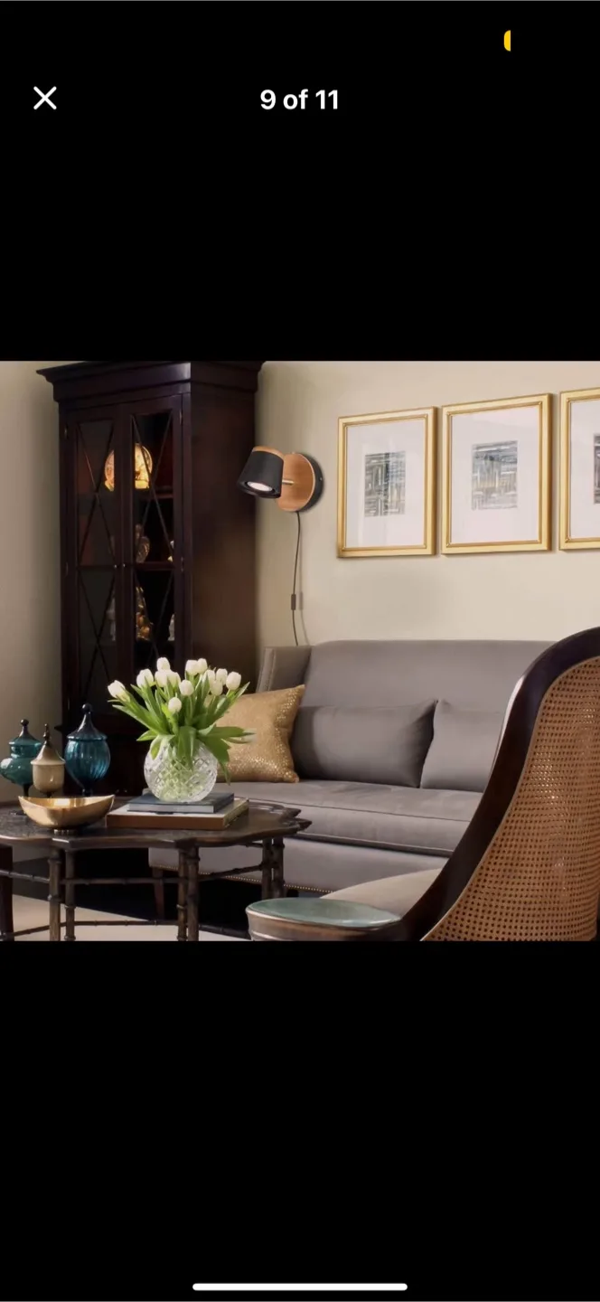 BRAND NEW Wall Mounted Bedside Lamp - Matte Black & Bamboo🧡 image indicator(8)