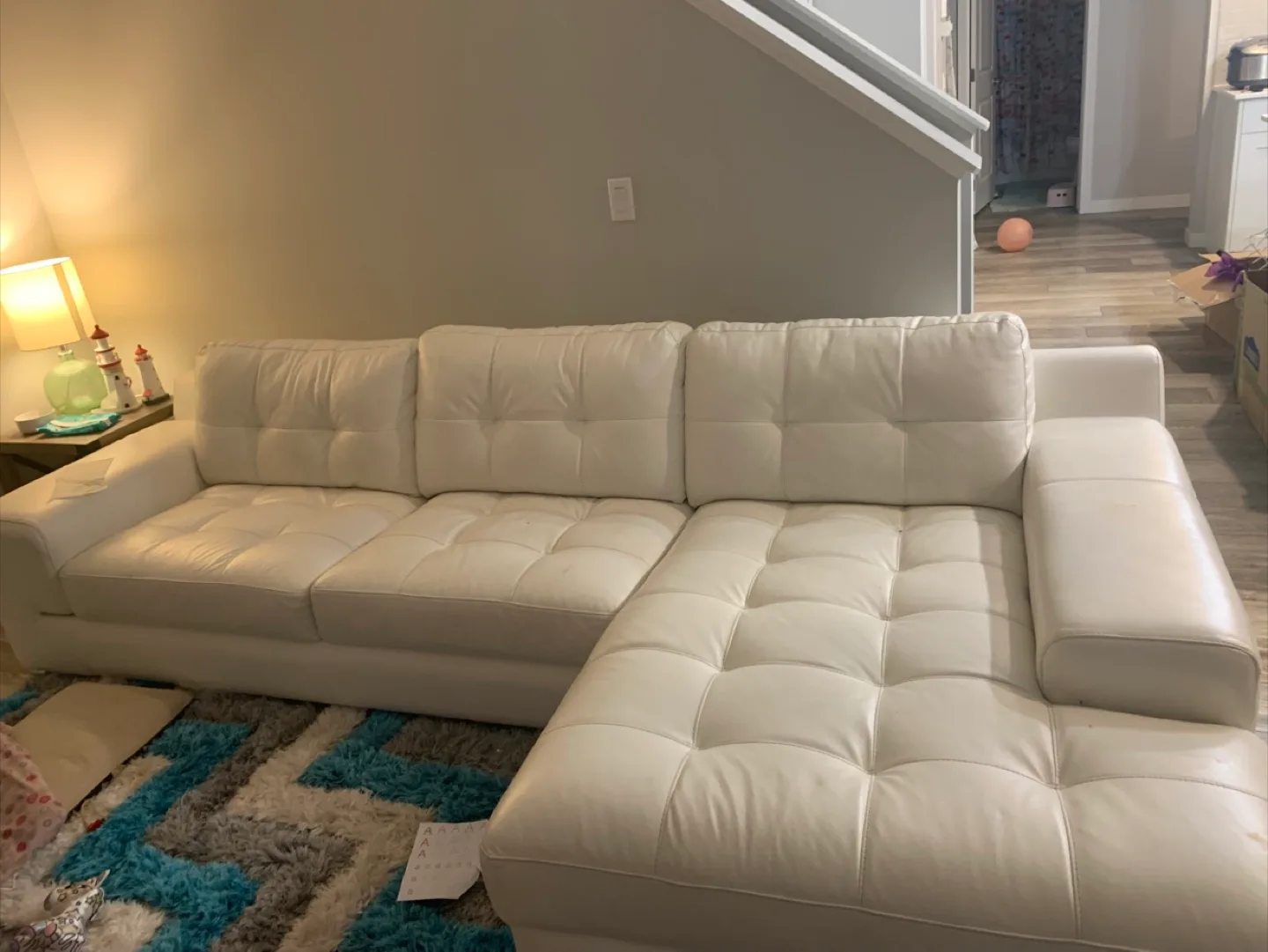 White Leather Sectional Sofa image indicator(6)