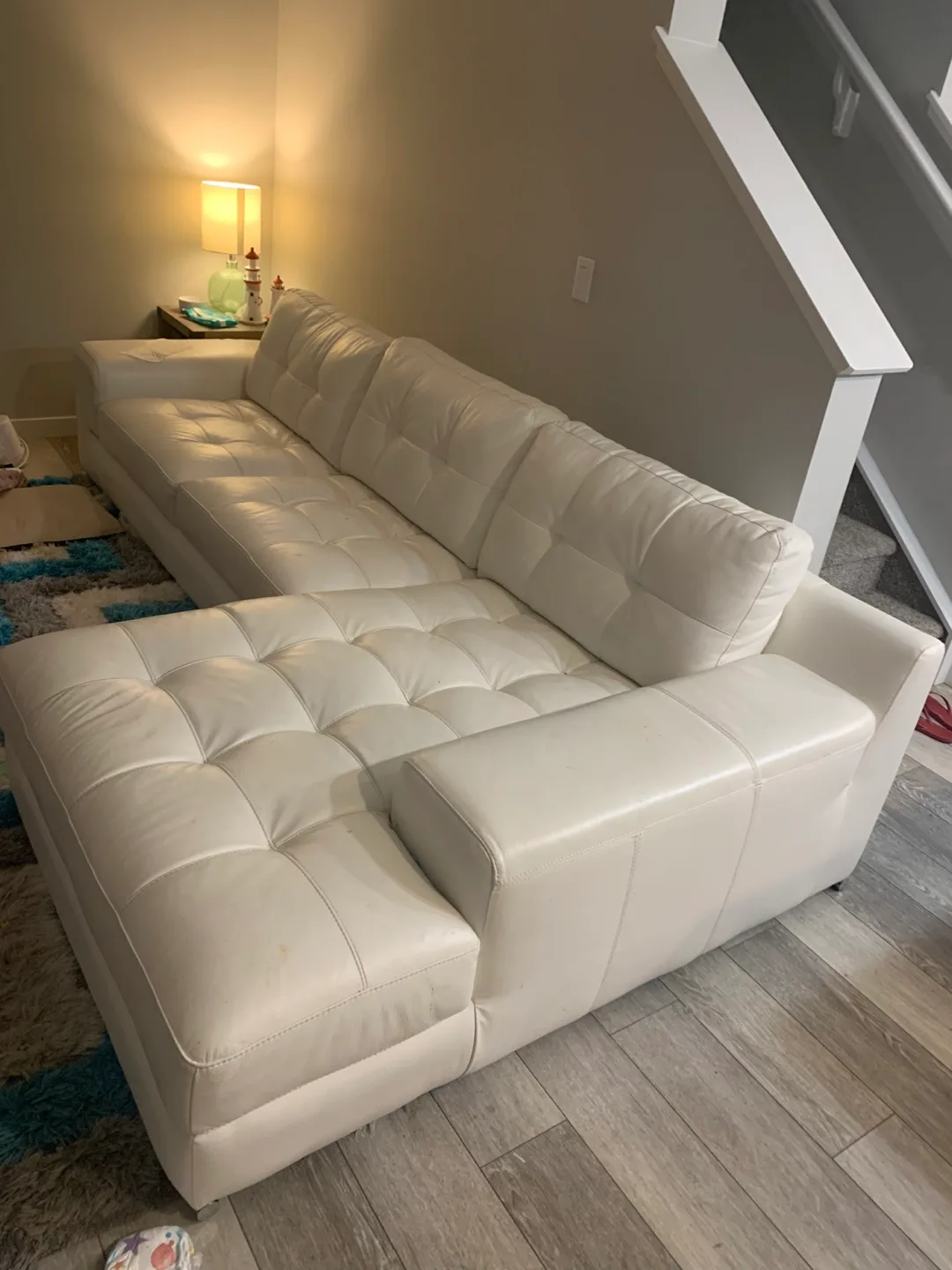 White Leather Sectional Sofa image indicator(5)