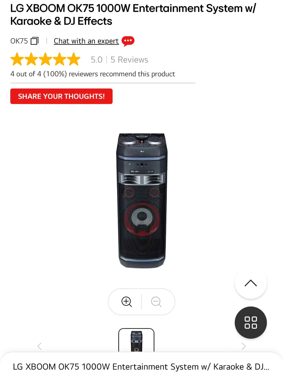 LG XBOOM OK75 Entertainment System thumbnail