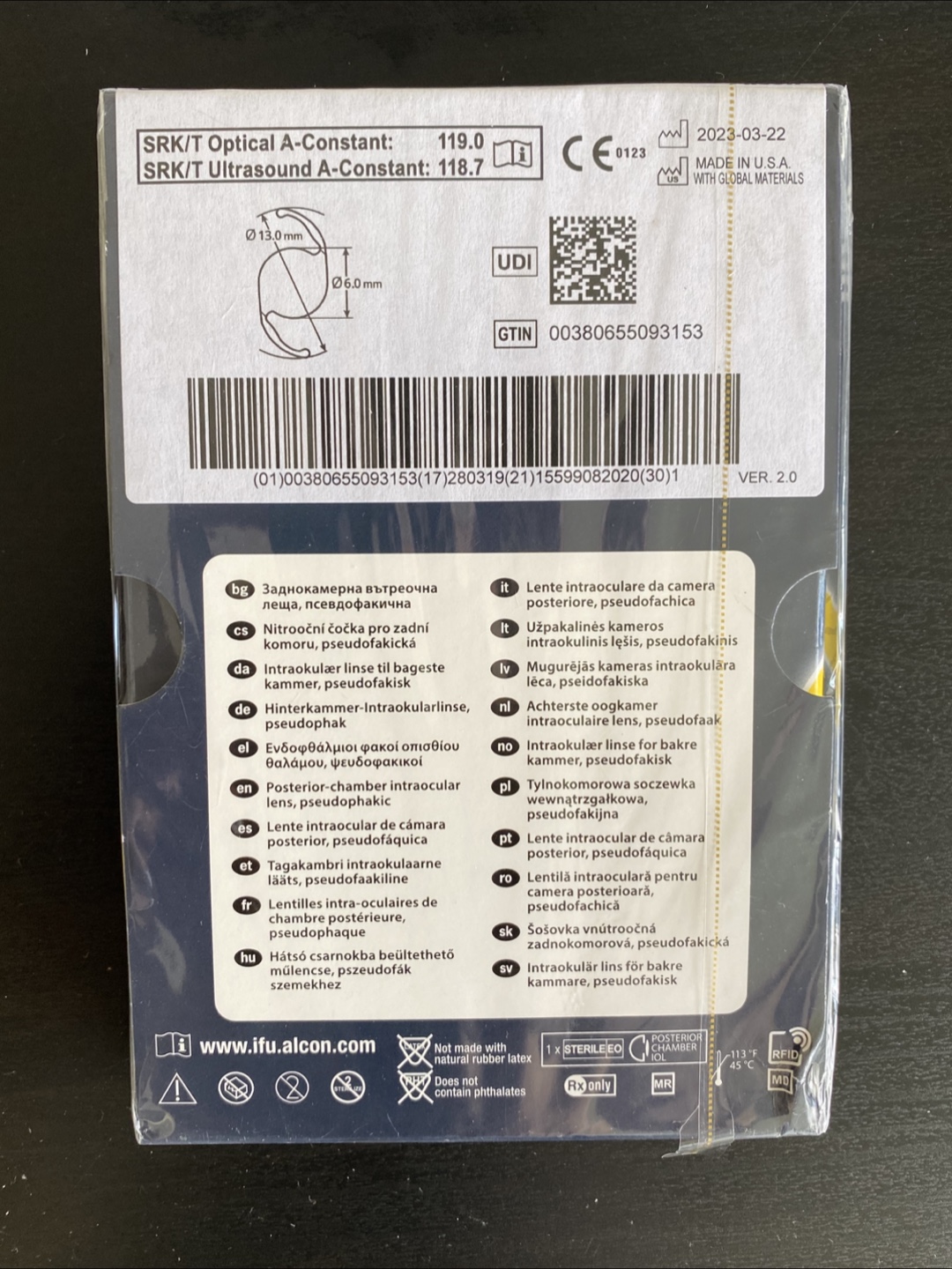 Alcon AcrySof IQ Aspheric IOL -18.0D - photo 2