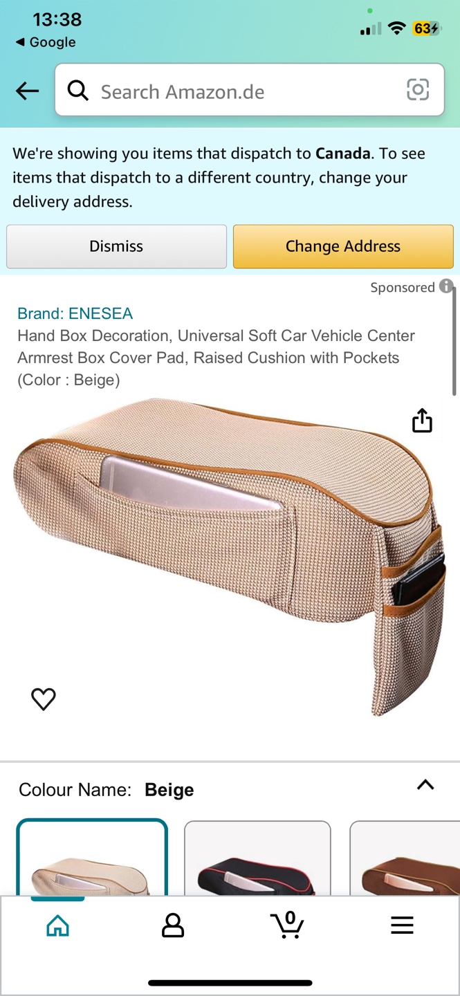 ENESEA Beige Car Armrest Box Cover Pad