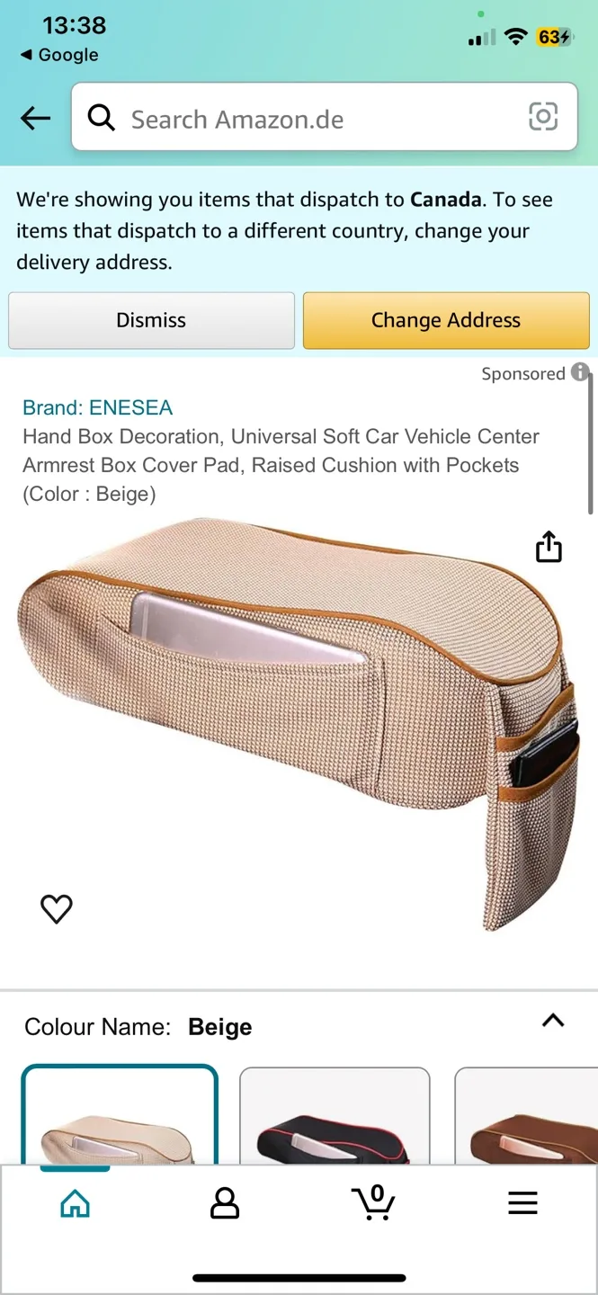 ENESEA Beige Car Armrest Box Cover Pad thumbnail