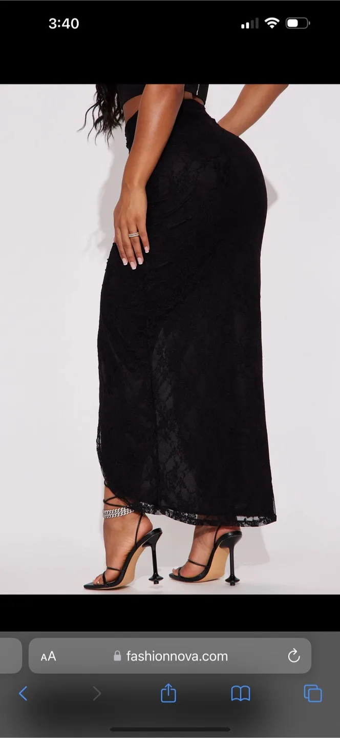 Fashion Nova Black Lace Maxi Skirt, Size extra Small image indicator(3)