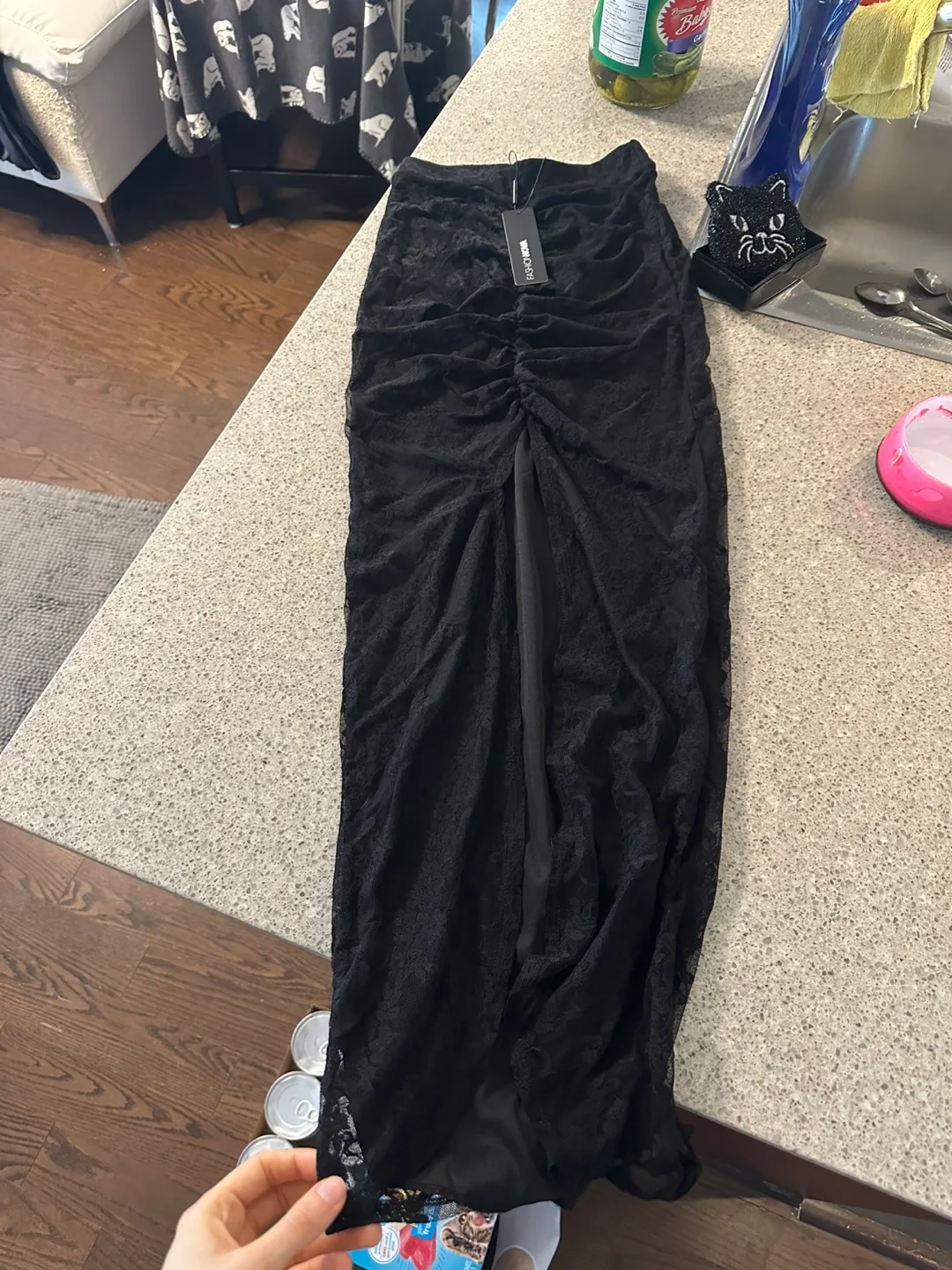 Fashion Nova Black Lace Maxi Skirt, Size extra Small image indicator(4)