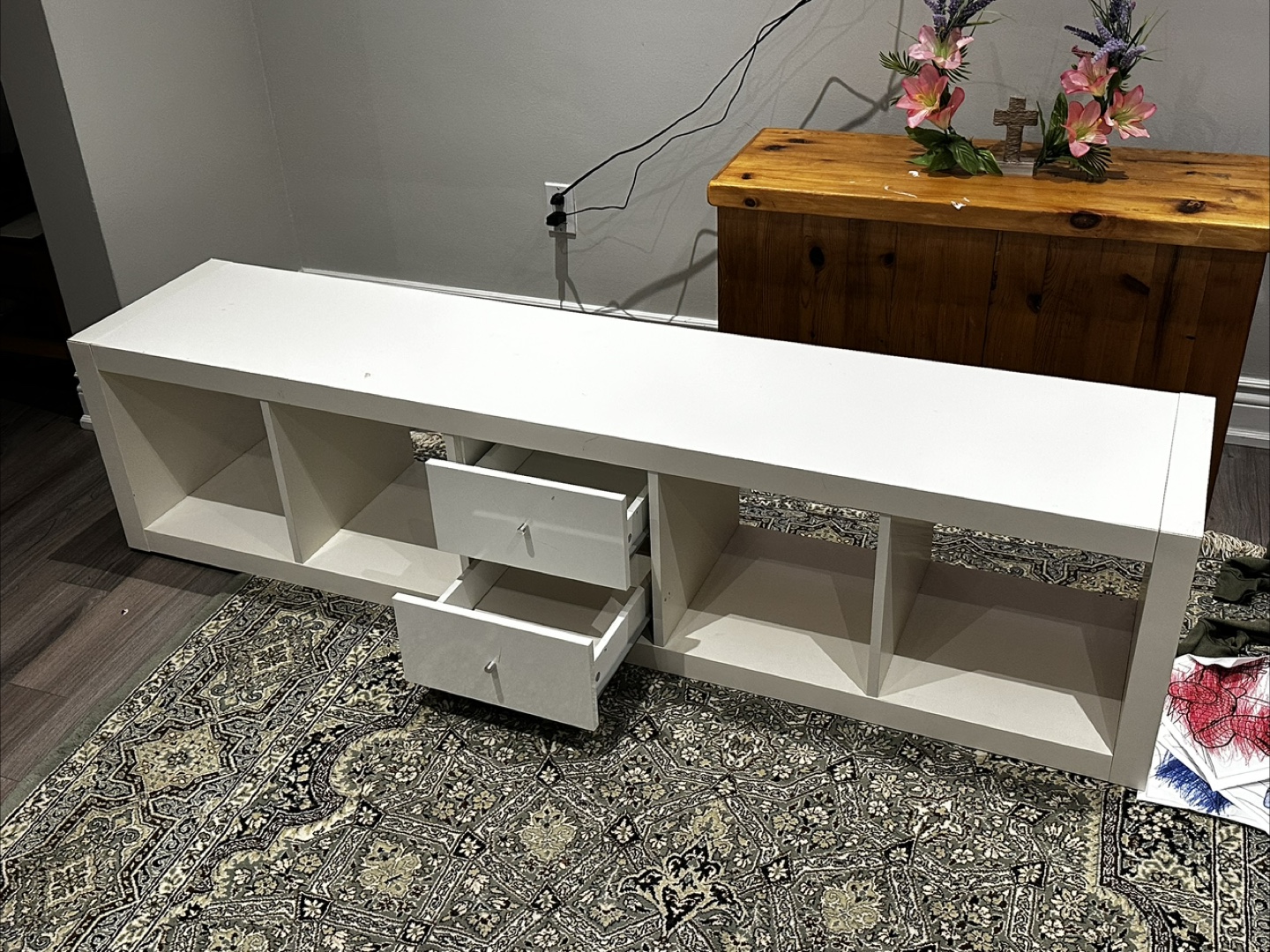 IKEA Kallax Shelf Unit and tv stand- White - photo 3