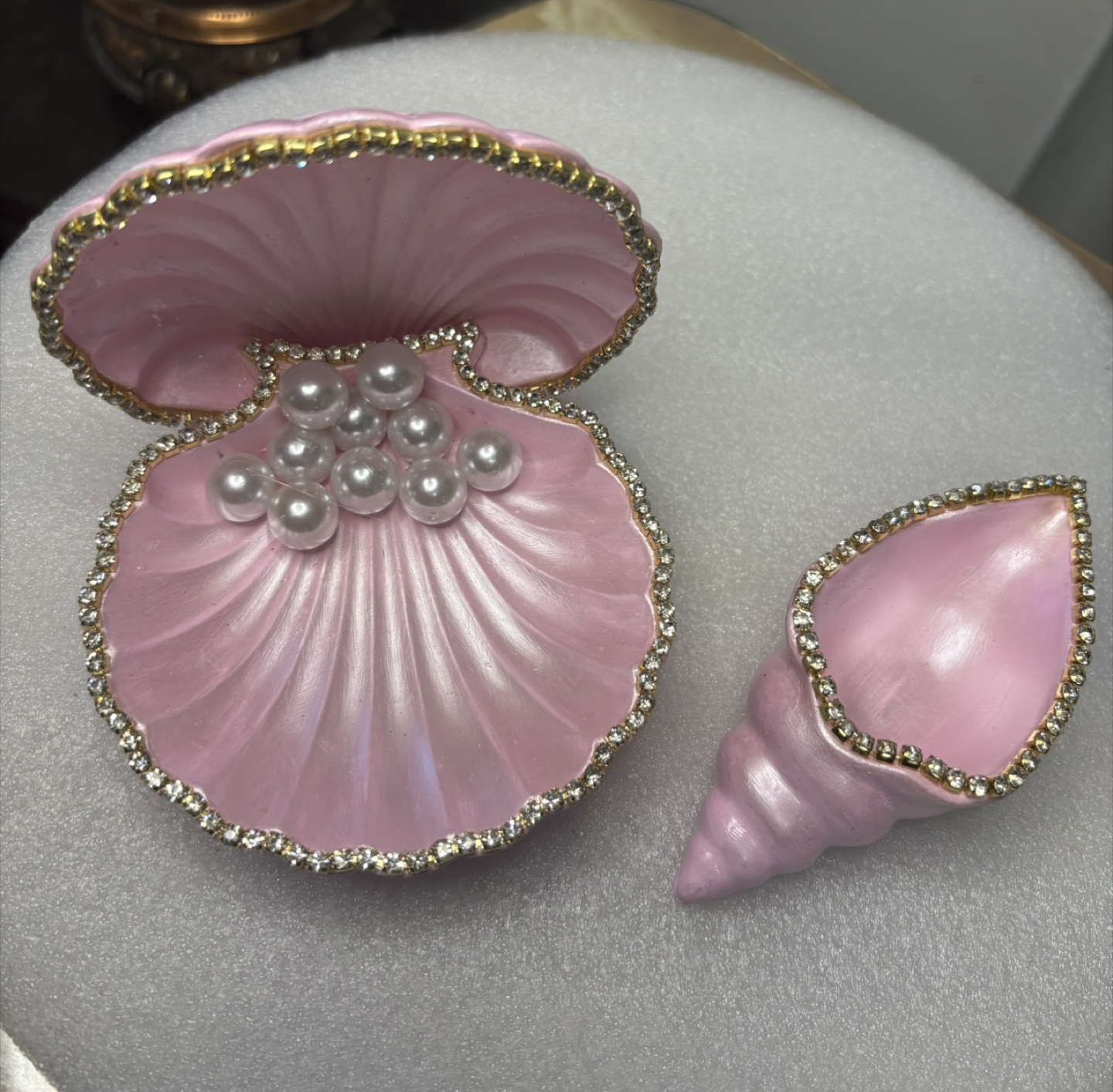 handmade pink seashell trinket set |jewelry holder coastal decor - photo 3