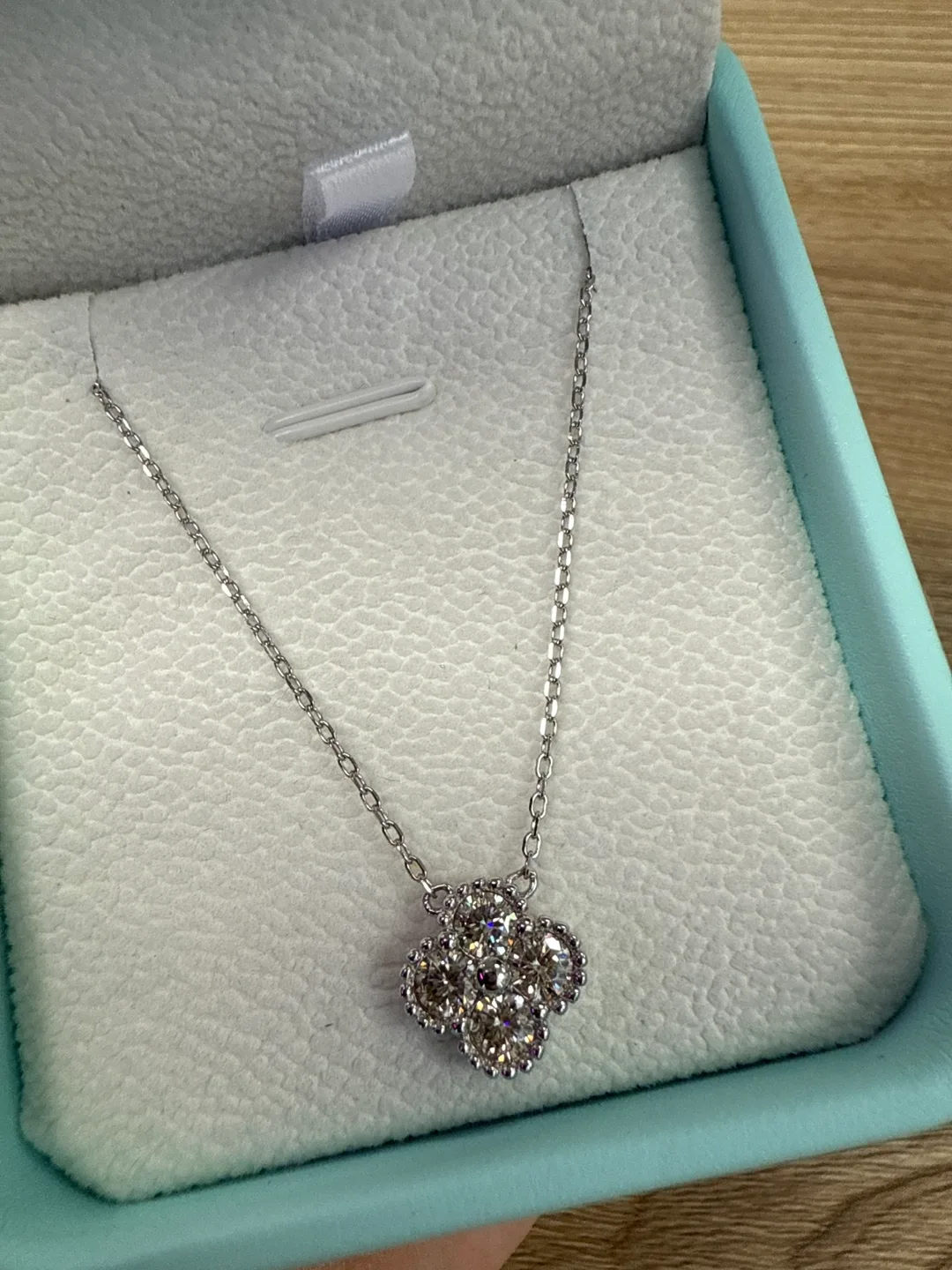 Moissanite Silver Clover Necklace image indicator(2)