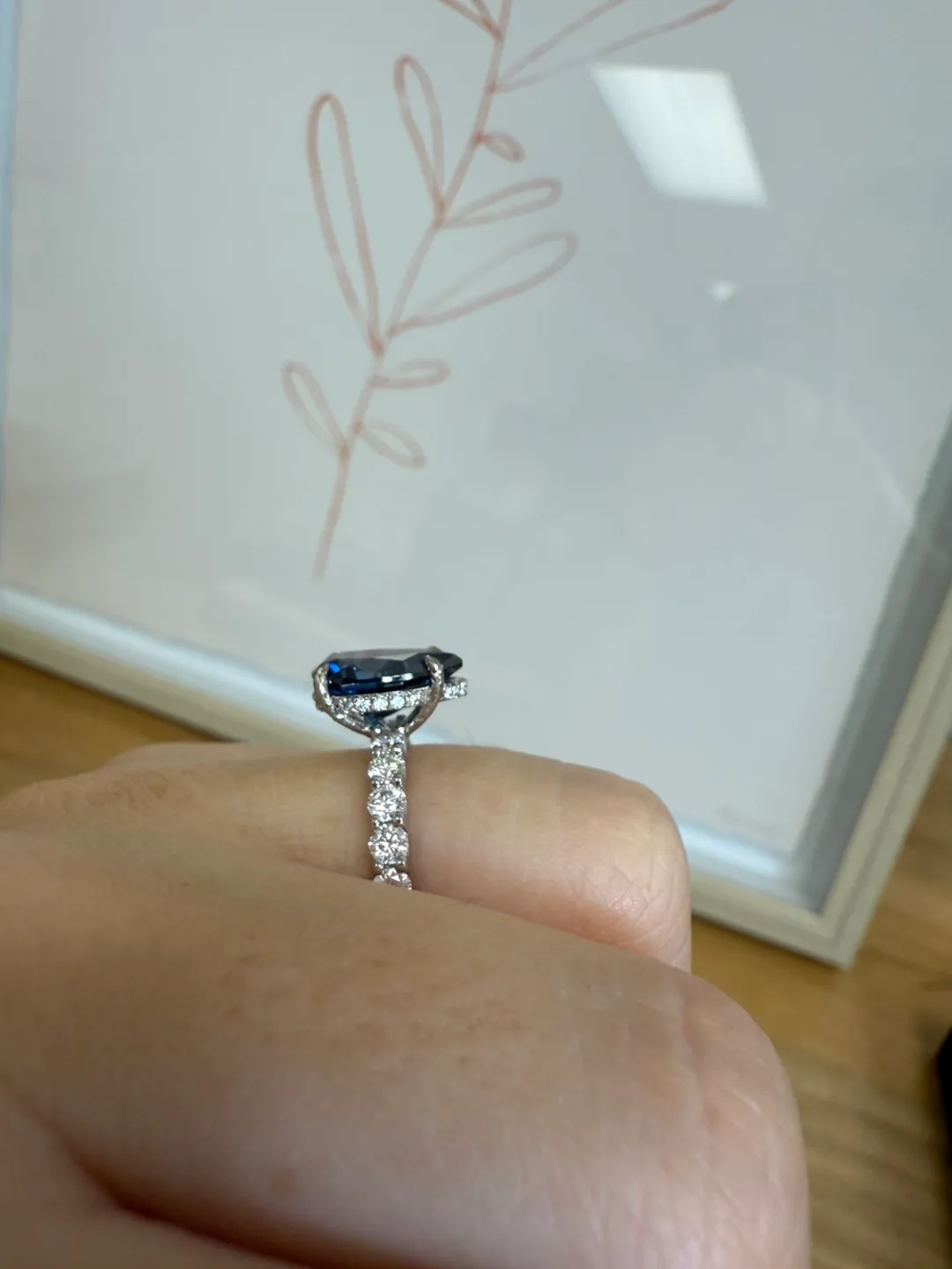 Blue moissanite Pear Cut Sterling Silver Ring image indicator(4)