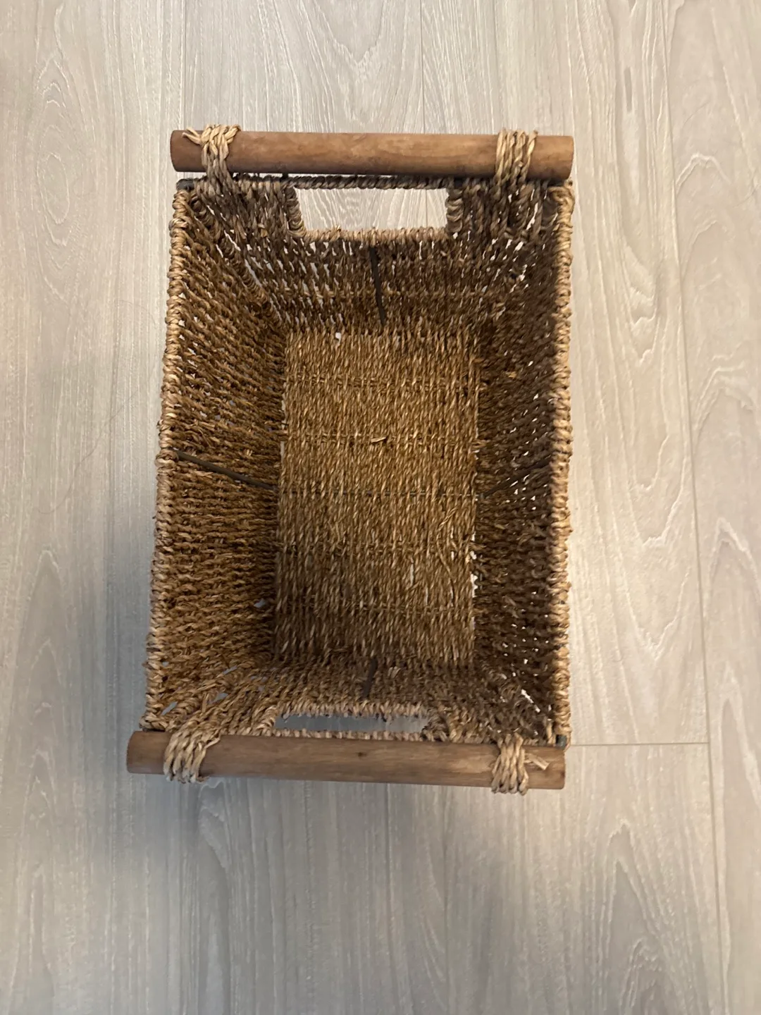 Woven Storage Basket with Wooden Handles thumbnail