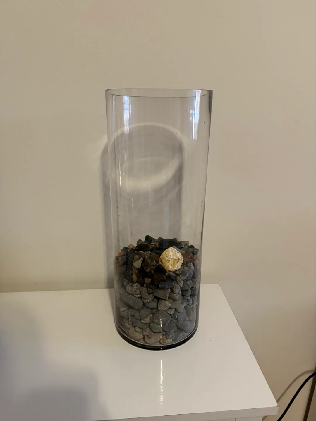 Clear Glass Cylinder Vase with Rocks thumbnail