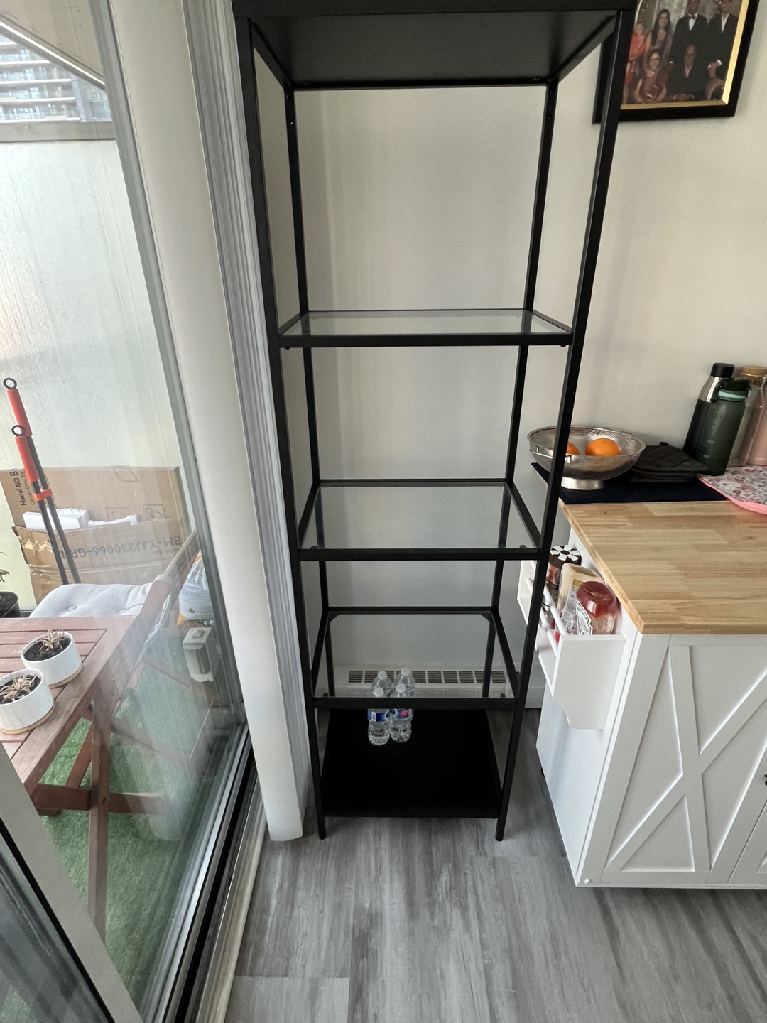 Black Metal Shelf with Glass Shelves