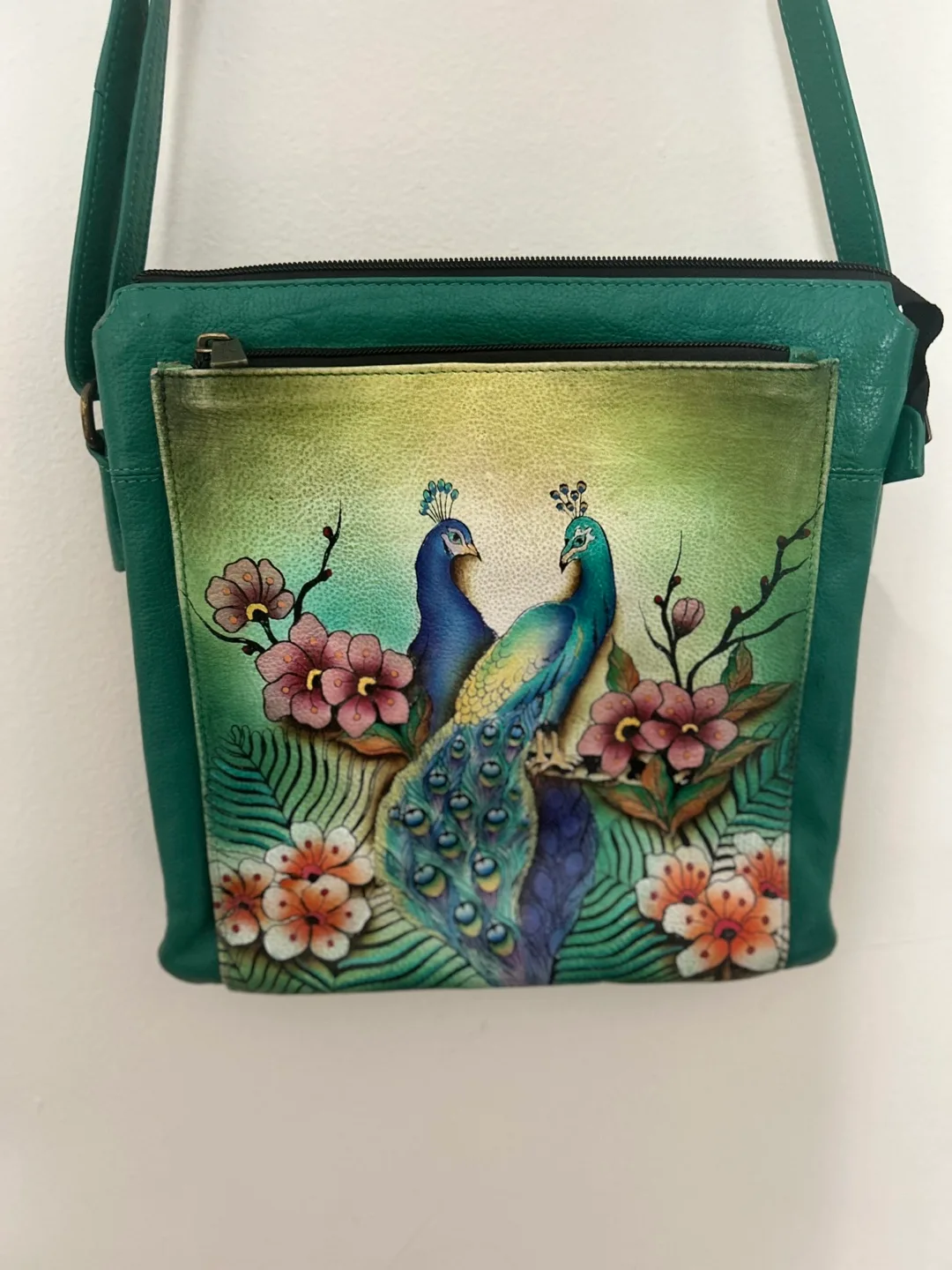 Anuschka Leather Peacock Crossbody Bag thumbnail