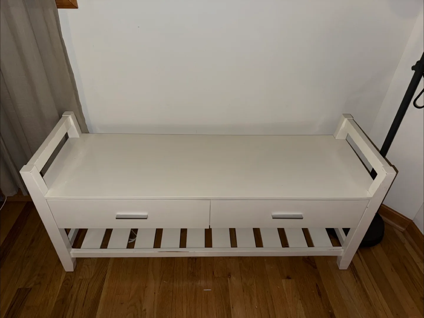 White Storage Bench with Drawers thumbnail