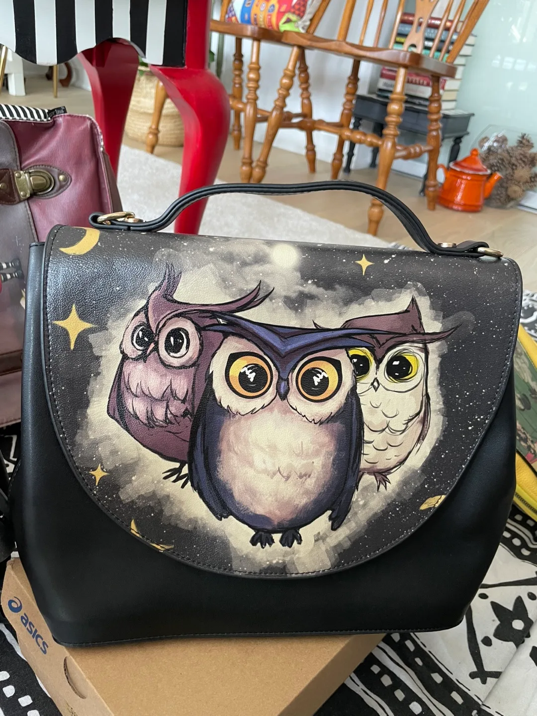 Dogo Owl Design Black Shoulder Bag thumbnail