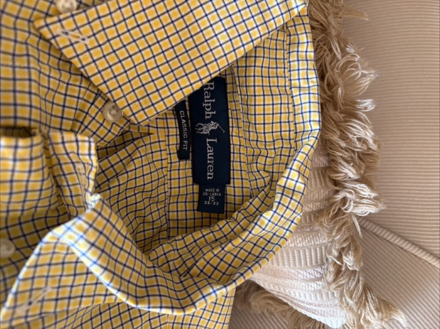 Ralph Lauren Yellow Plaid Shirt, Size L image indicator(3)