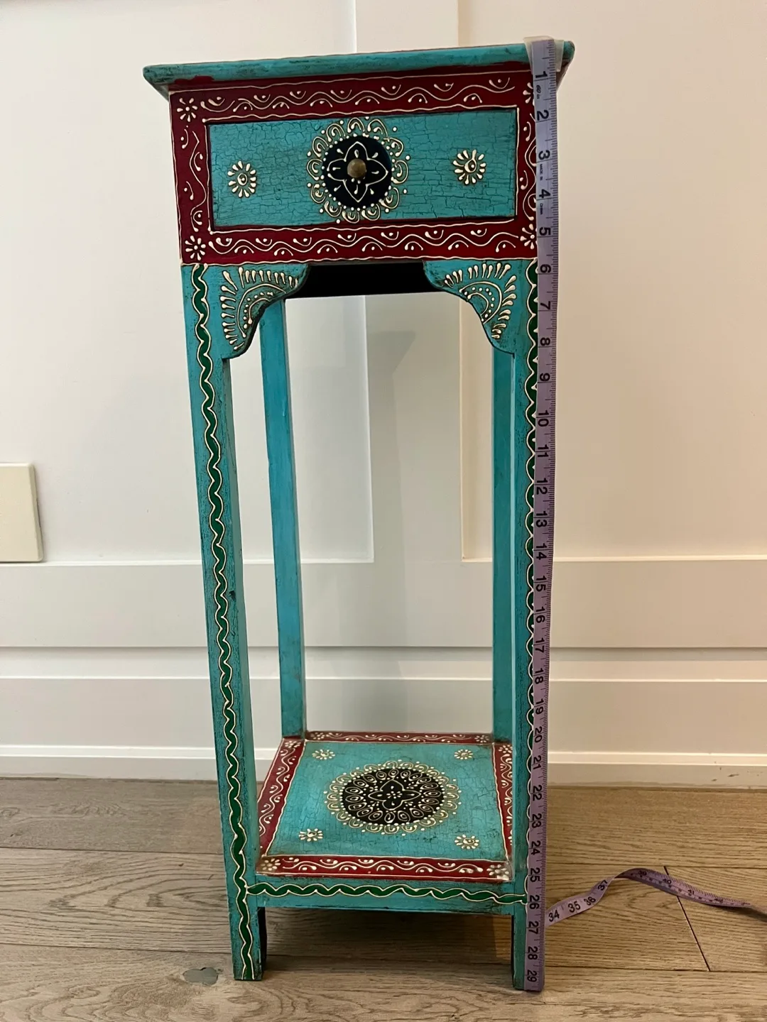 Decorated Accent Table with Drawer image indicator(7)