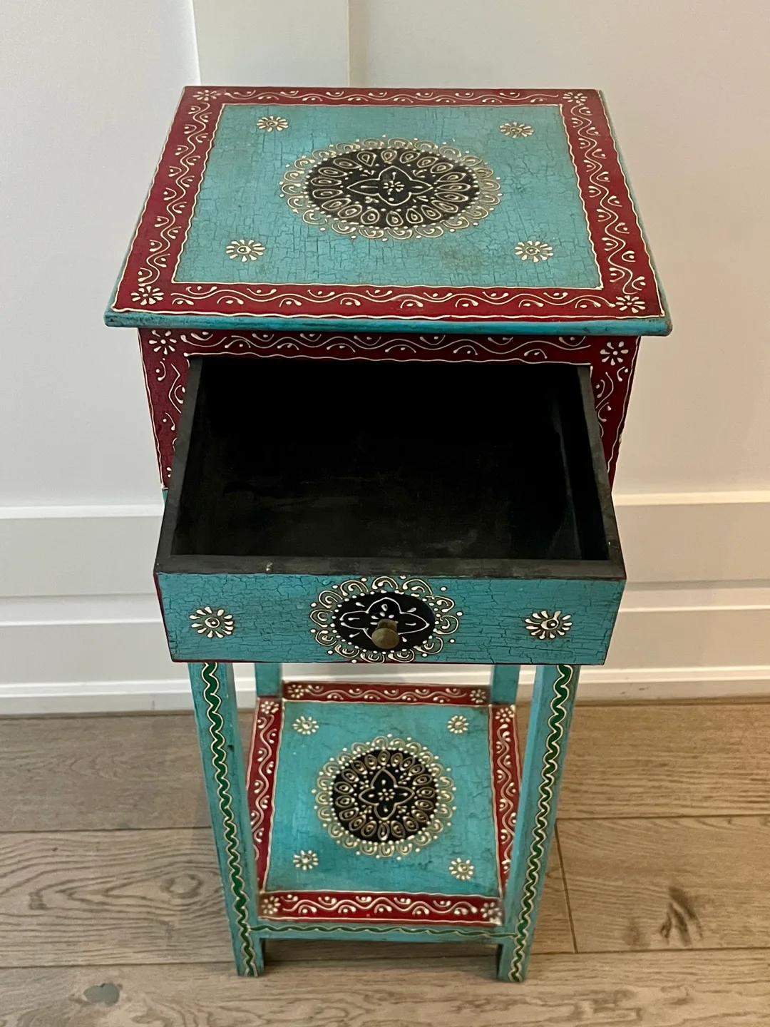 Decorated Accent Table with Drawer image indicator(9)