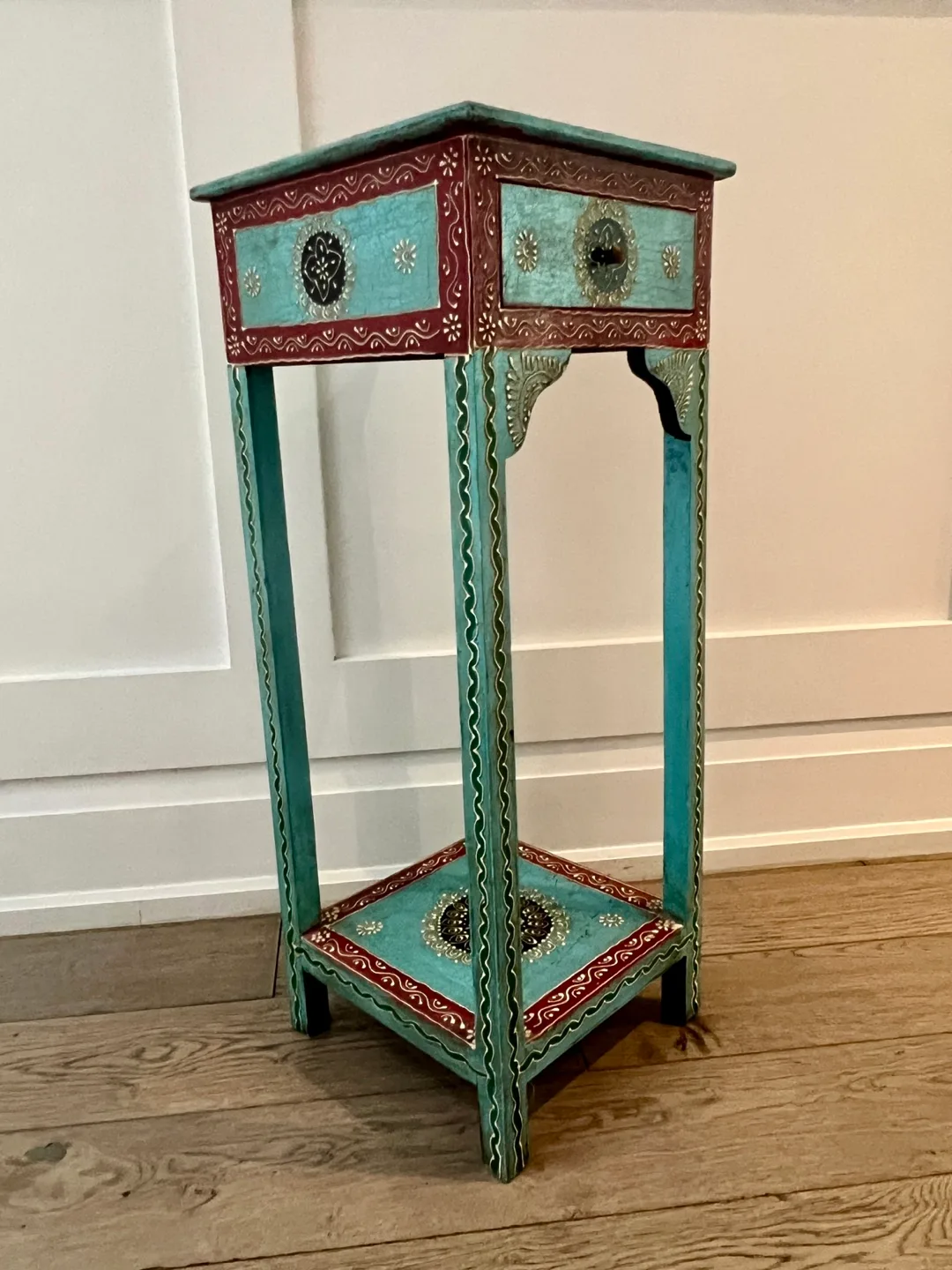 Decorated Accent Table with Drawer image indicator(8)