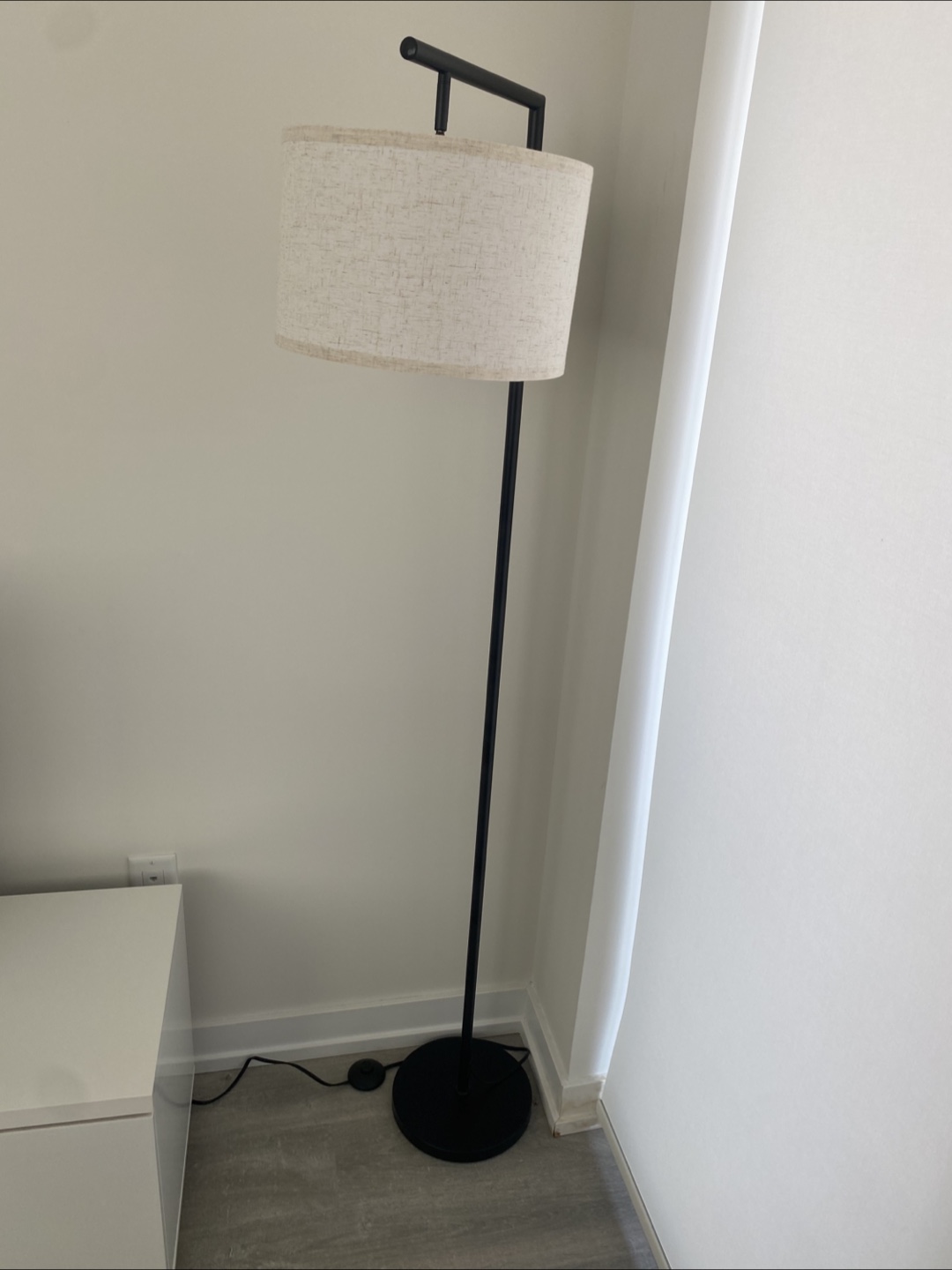Floor Lamp - Black Stand, Beige Shade