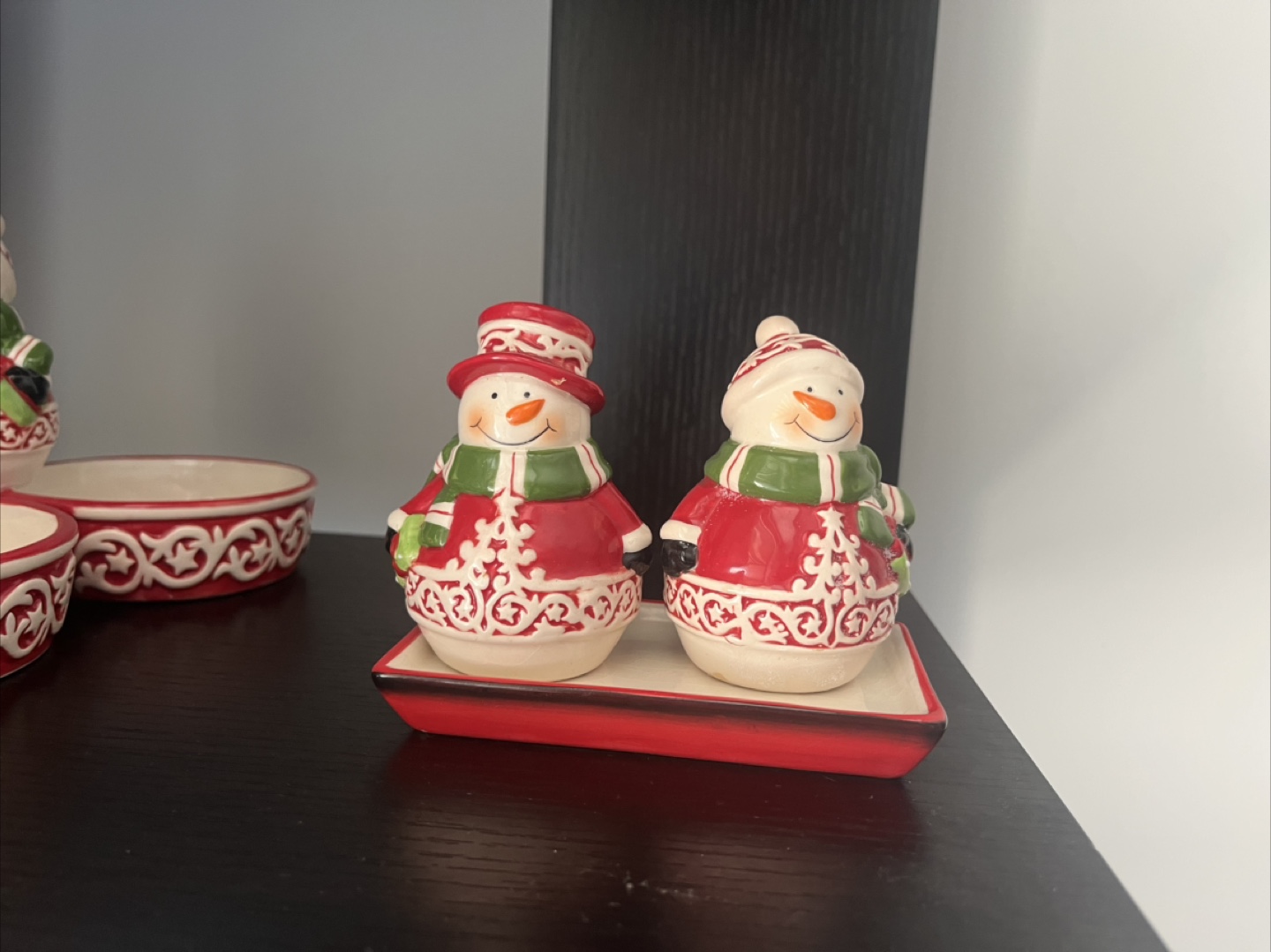 Festive Snowman Ceramic Dip Set & Salt/Pepper Shakers - photo 4