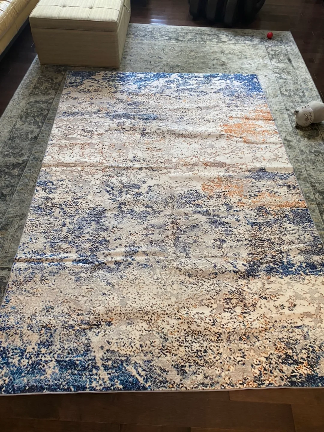 Area Rug - Blue, Beige, and Ivory thumbnail